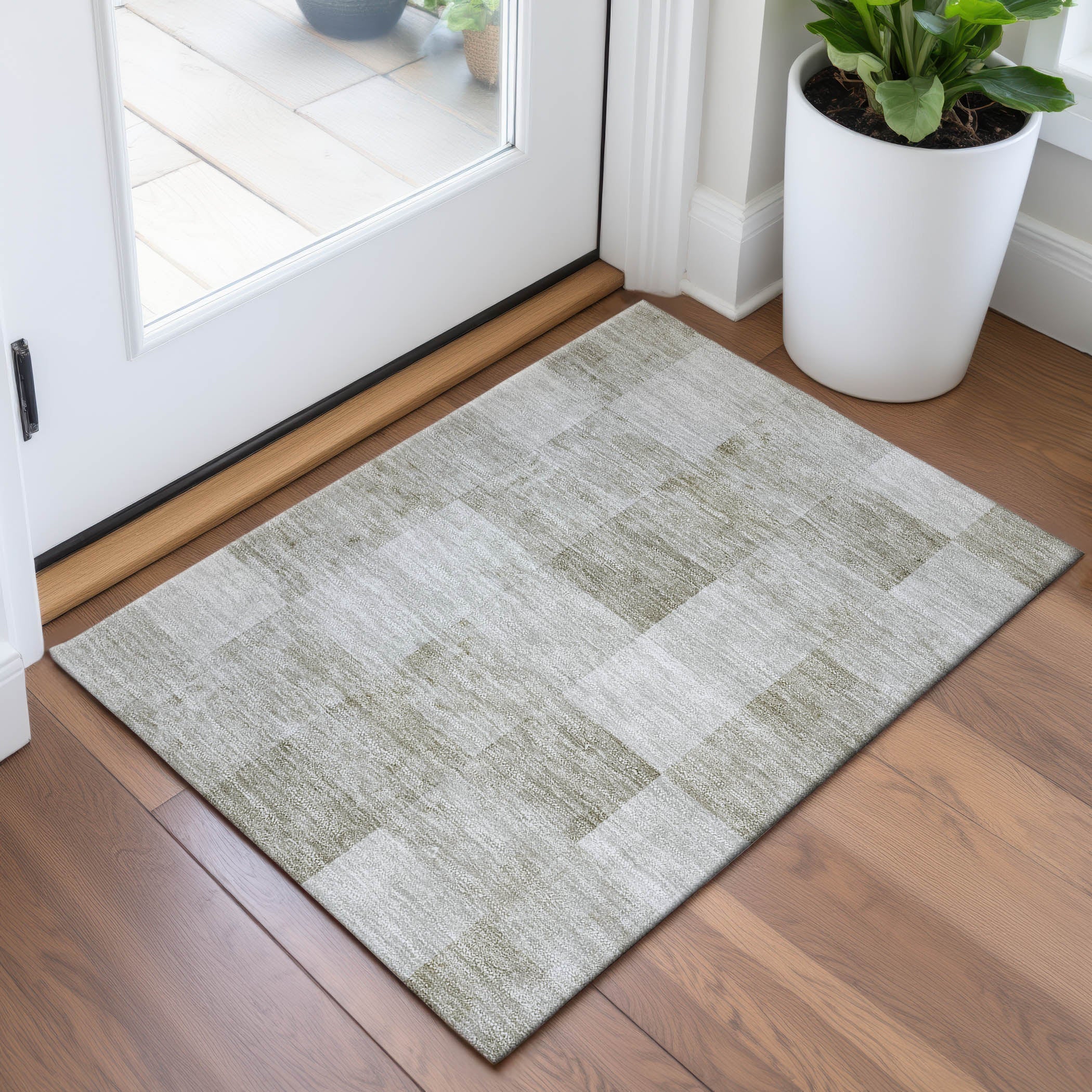 Siena Machine Washable Transitional Beige Brown Rug 1'8" x 2'6" #shape_Rectangle