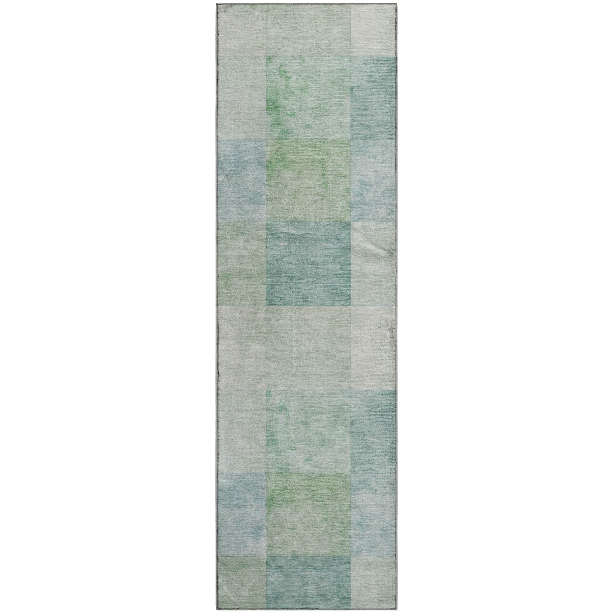 Siena Machine Washable Transitional Seafoam Blue Rug 2'3" x 7'6" #shape_Runner