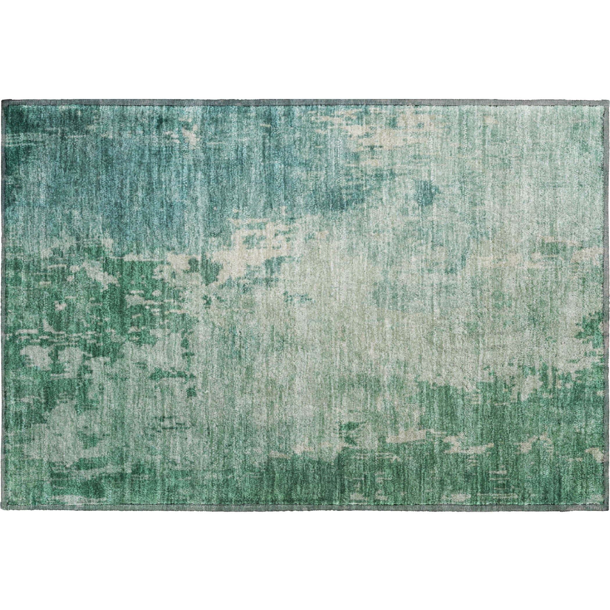 Salzburg Machine Washable Transitional Emerald Green Rug 1'8" x 2'6" #shape_Rectangle