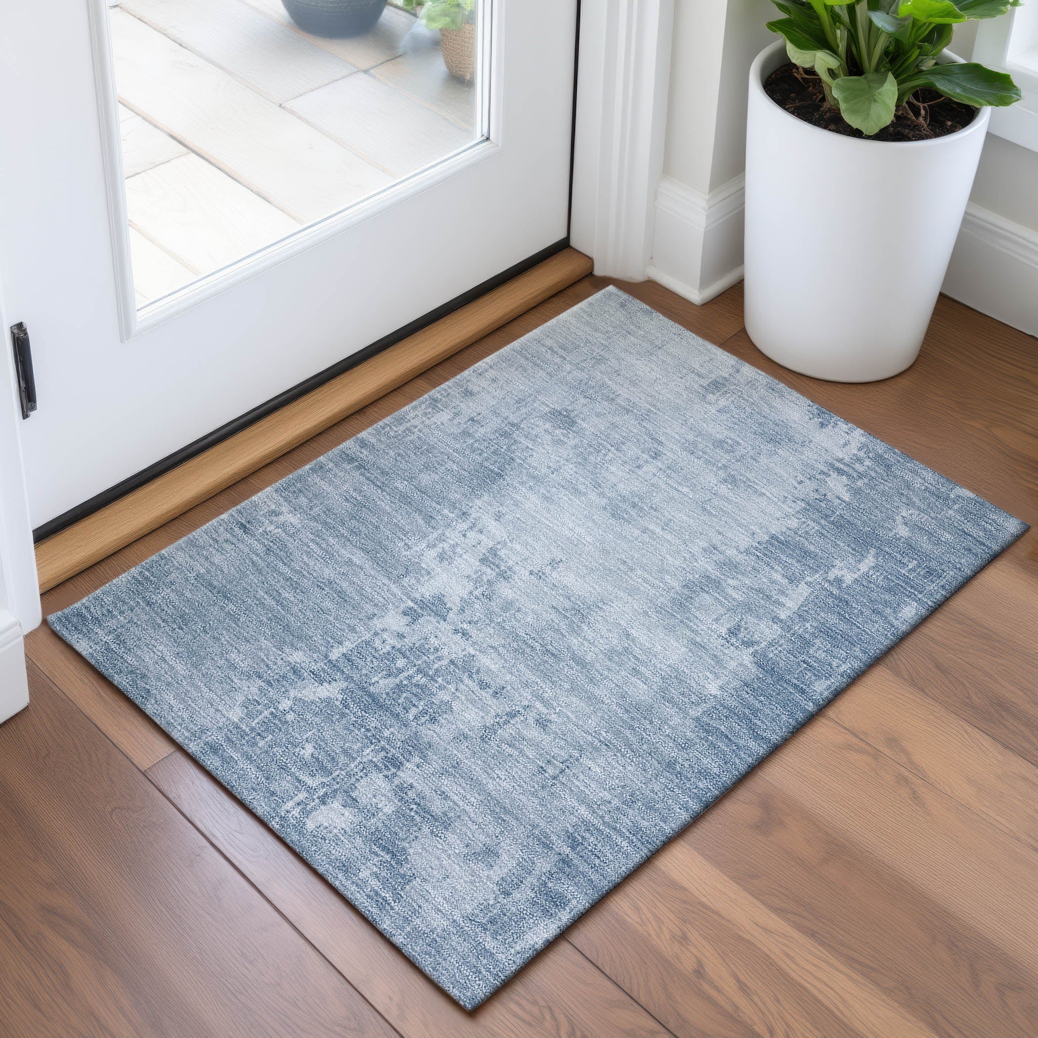 Salzburg Machine Washable Transitional Sky Blue Rug 1'8" x 2'6" #shape_Rectangle