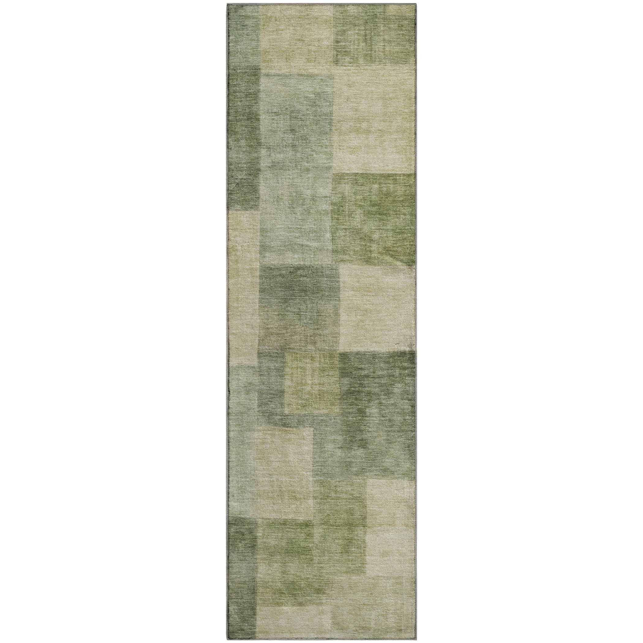 Kyoto Machine Washable Transitional Aloe Green Rug 2'3" x 7'6" #shape_Runner