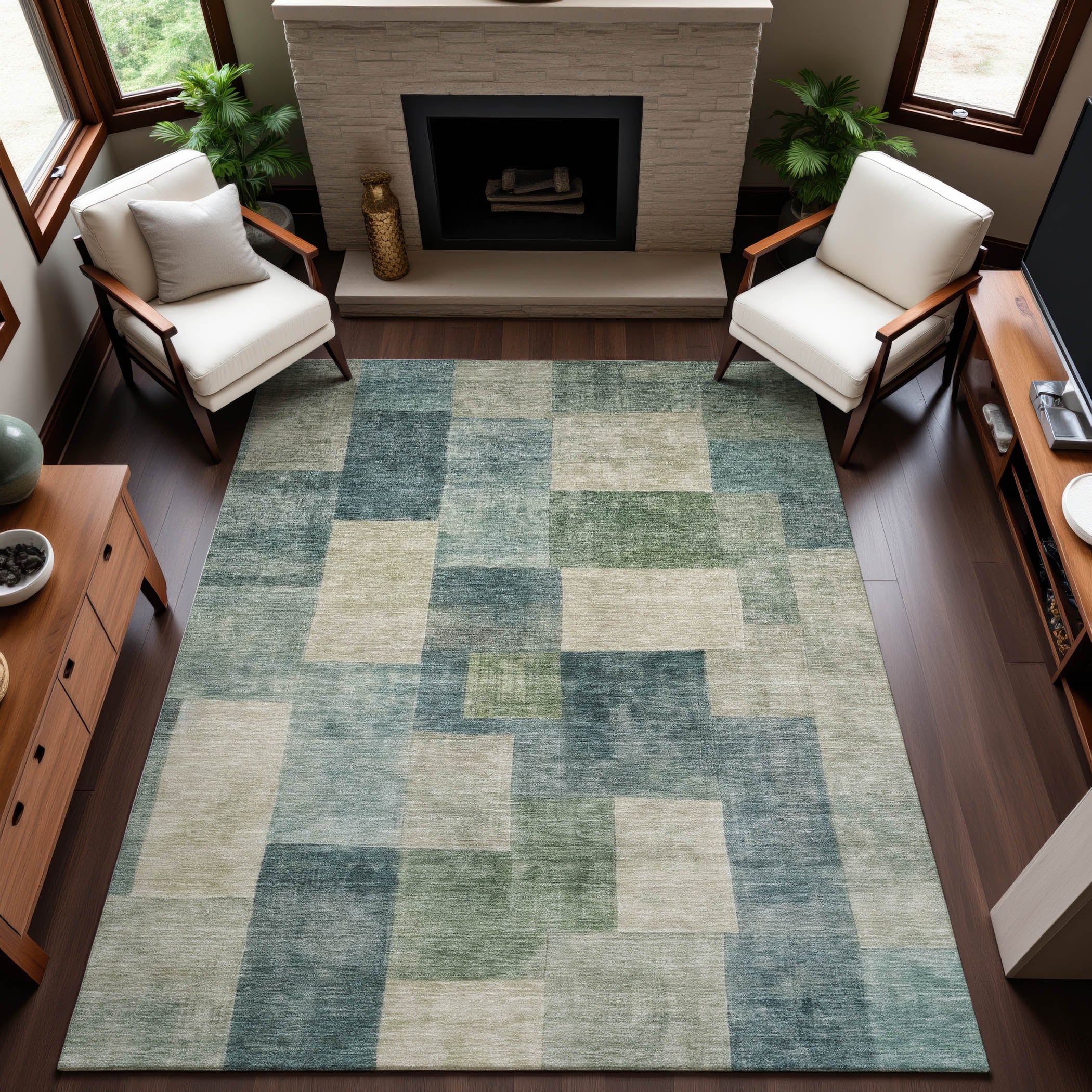 Kyoto Machine Washable Transitional Seafoam Blue Rug 2'6" x 3'10" #shape_Rectangle