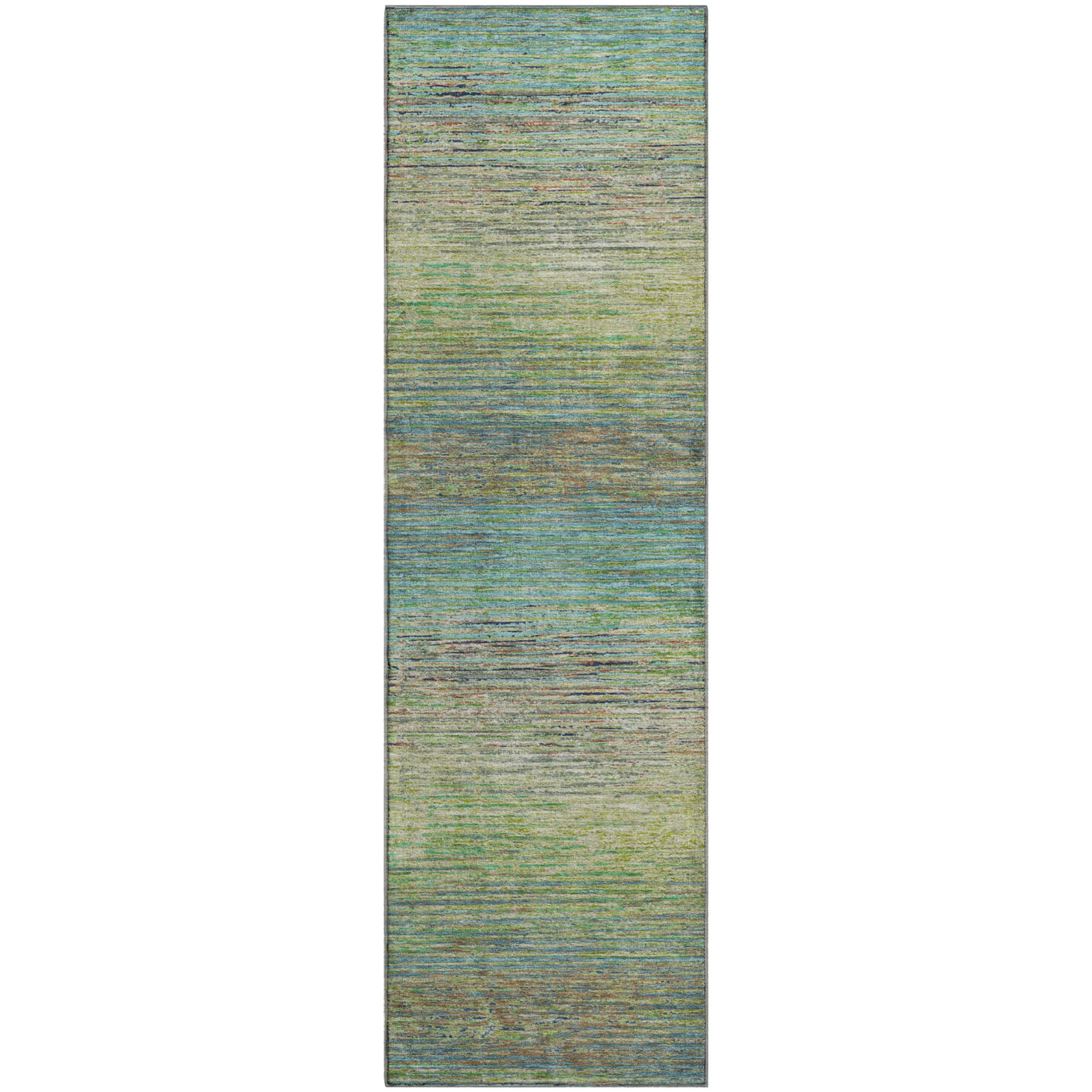 Dublin Machine Washable Transitional Aloe Green Rug 2'3" x 7'6" #shape_Runner