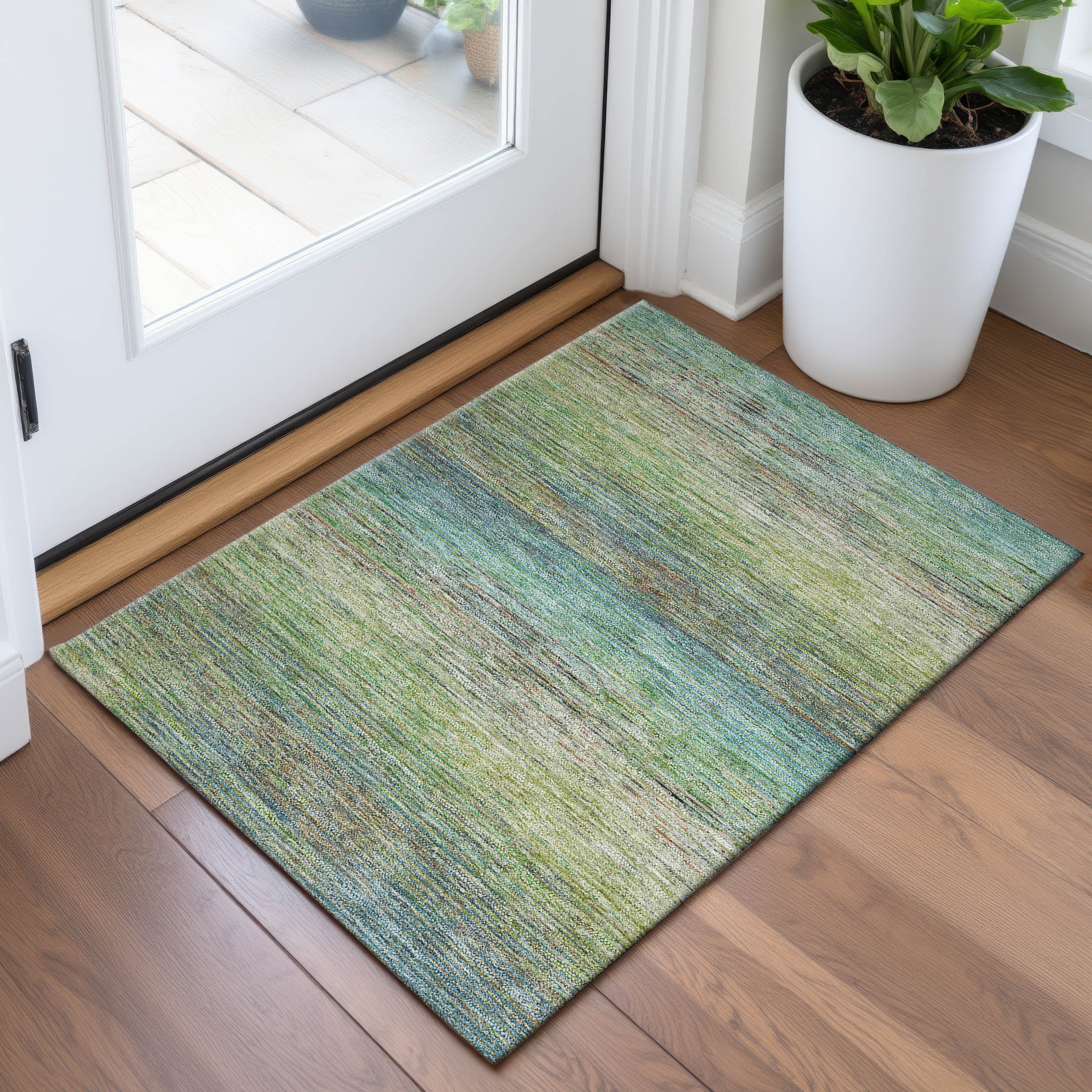 Dublin Machine Washable Transitional Aloe Green Rug 1'8" x 2'6" #shape_Rectangle