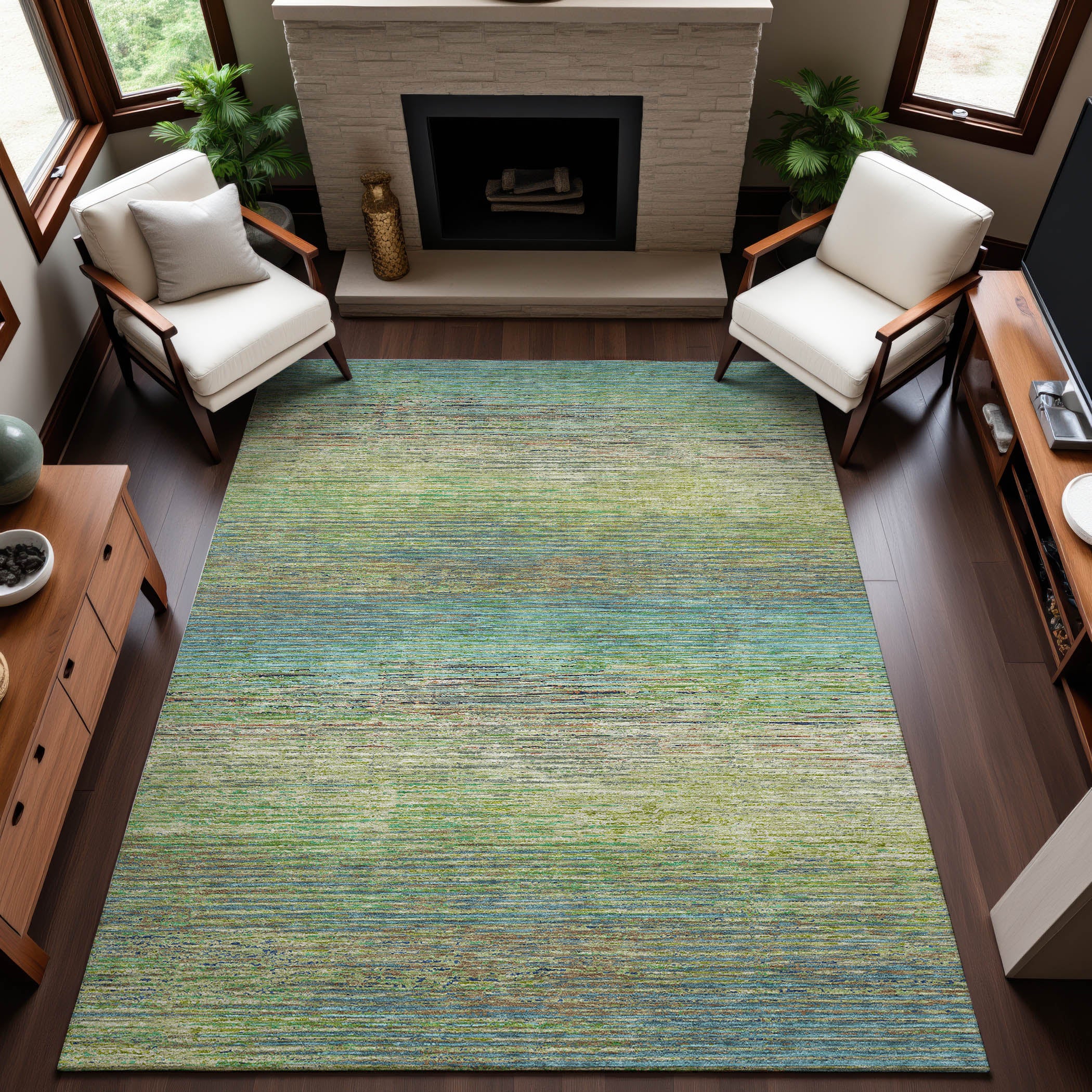 Dublin Machine Washable Transitional Aloe Green Rug 2'6" x 3'10" #shape_Rectangle