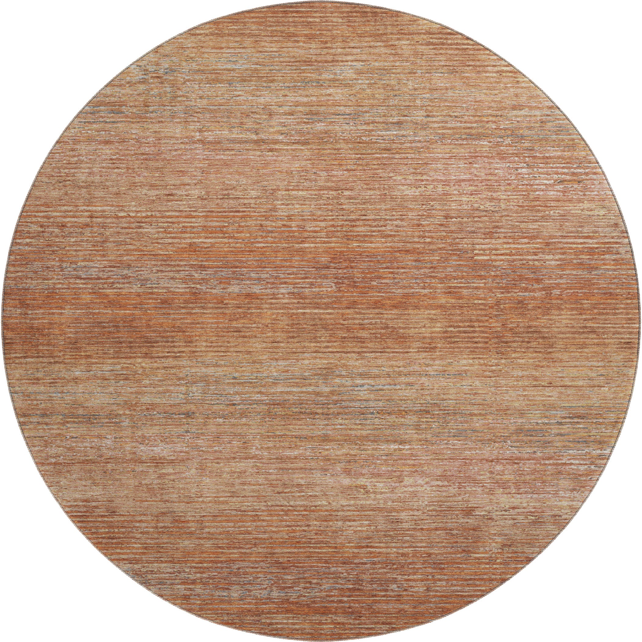 Dublin Machine Washable Transitional Copper Orange Rug 8' x 8' #shape_Round
