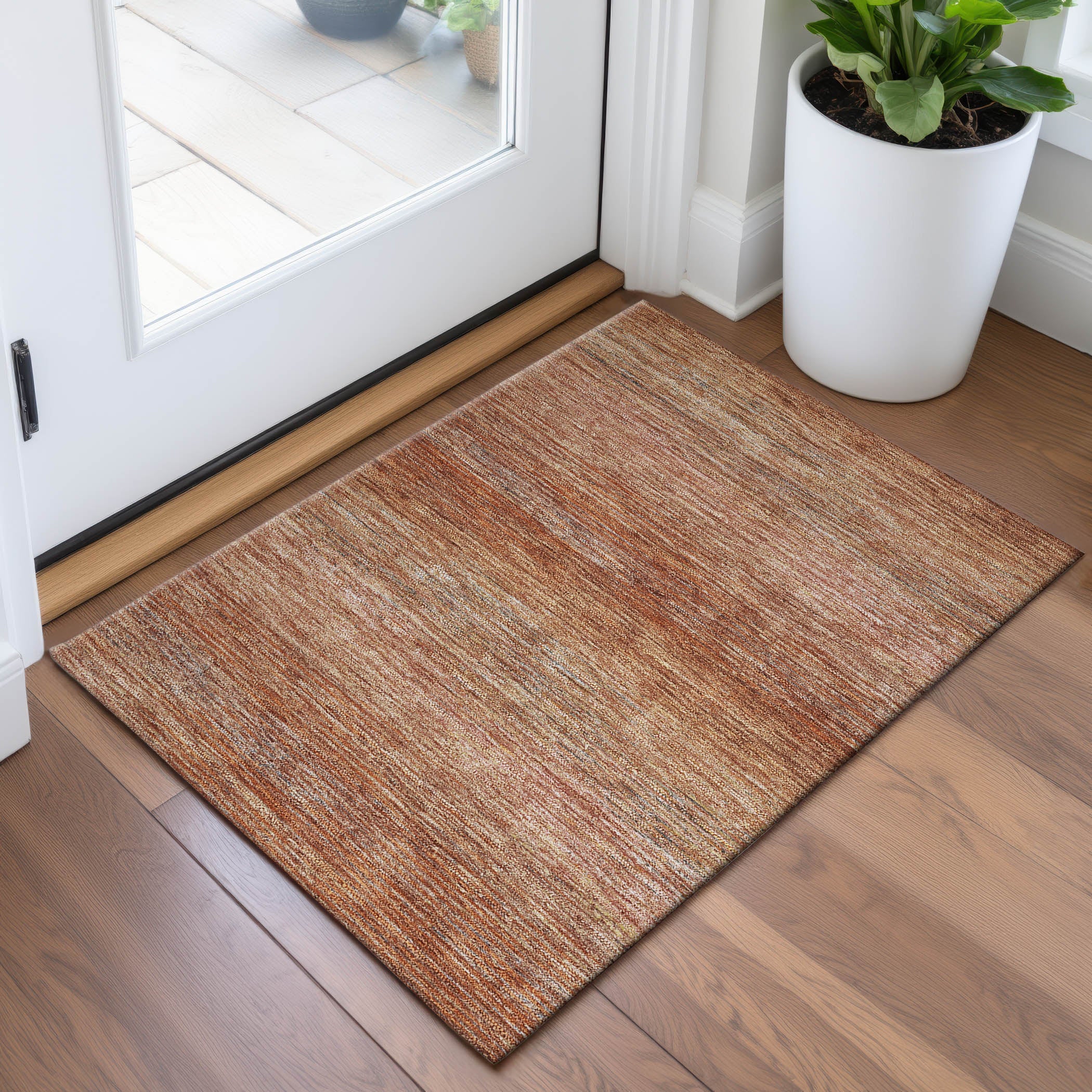 Dublin Machine Washable Transitional Copper Orange Rug 1'8" x 2'6" #shape_Rectangle