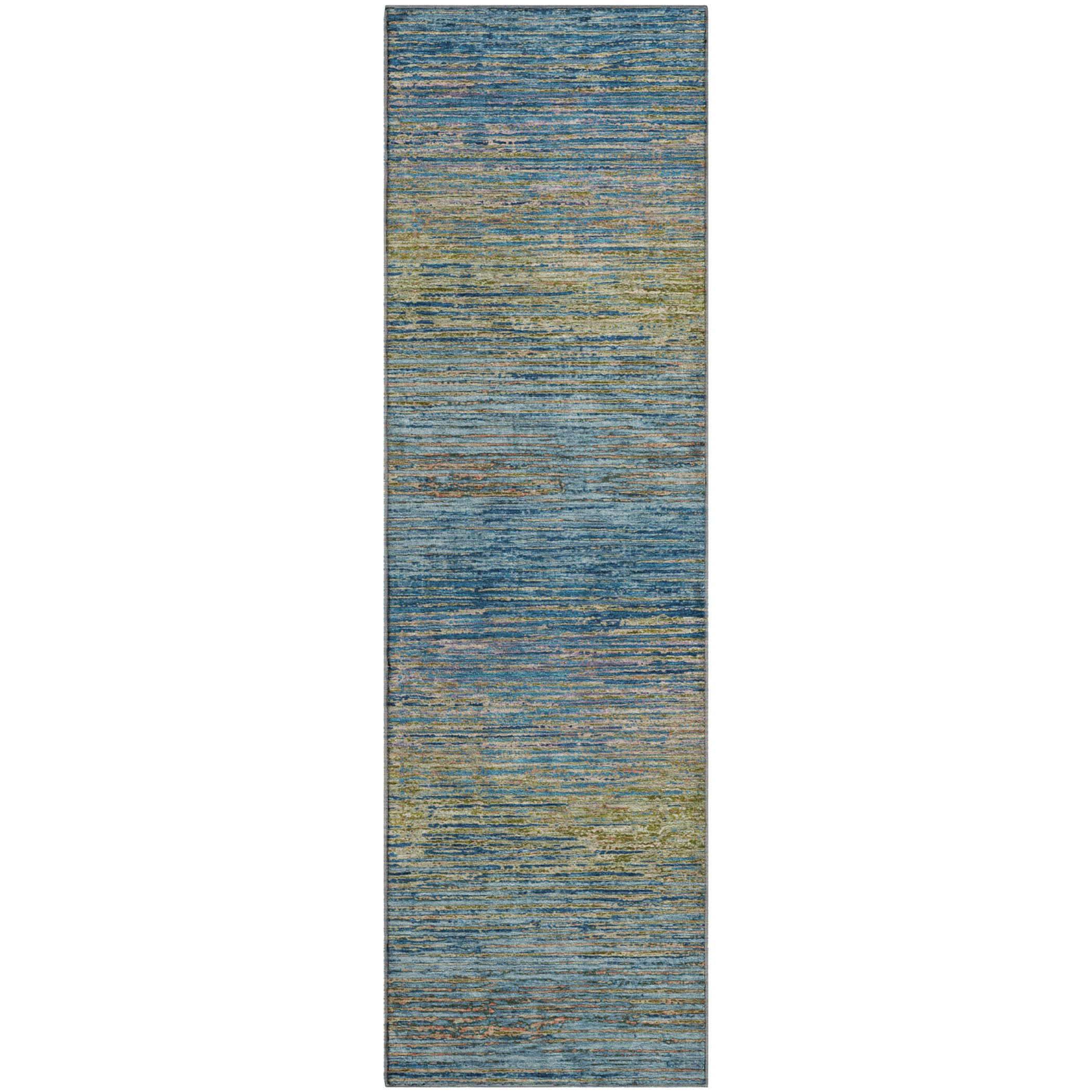 Dublin Machine Washable Transitional Denim Blue Rug 2'3" x 7'6" #shape_Runner
