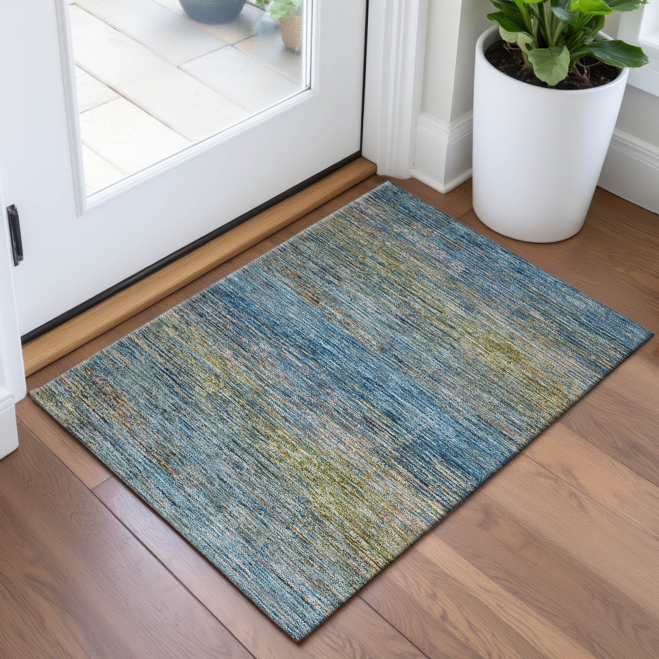 Dublin Machine Washable Transitional Denim Blue Rug 1'8" x 2'6" #shape_Rectangle