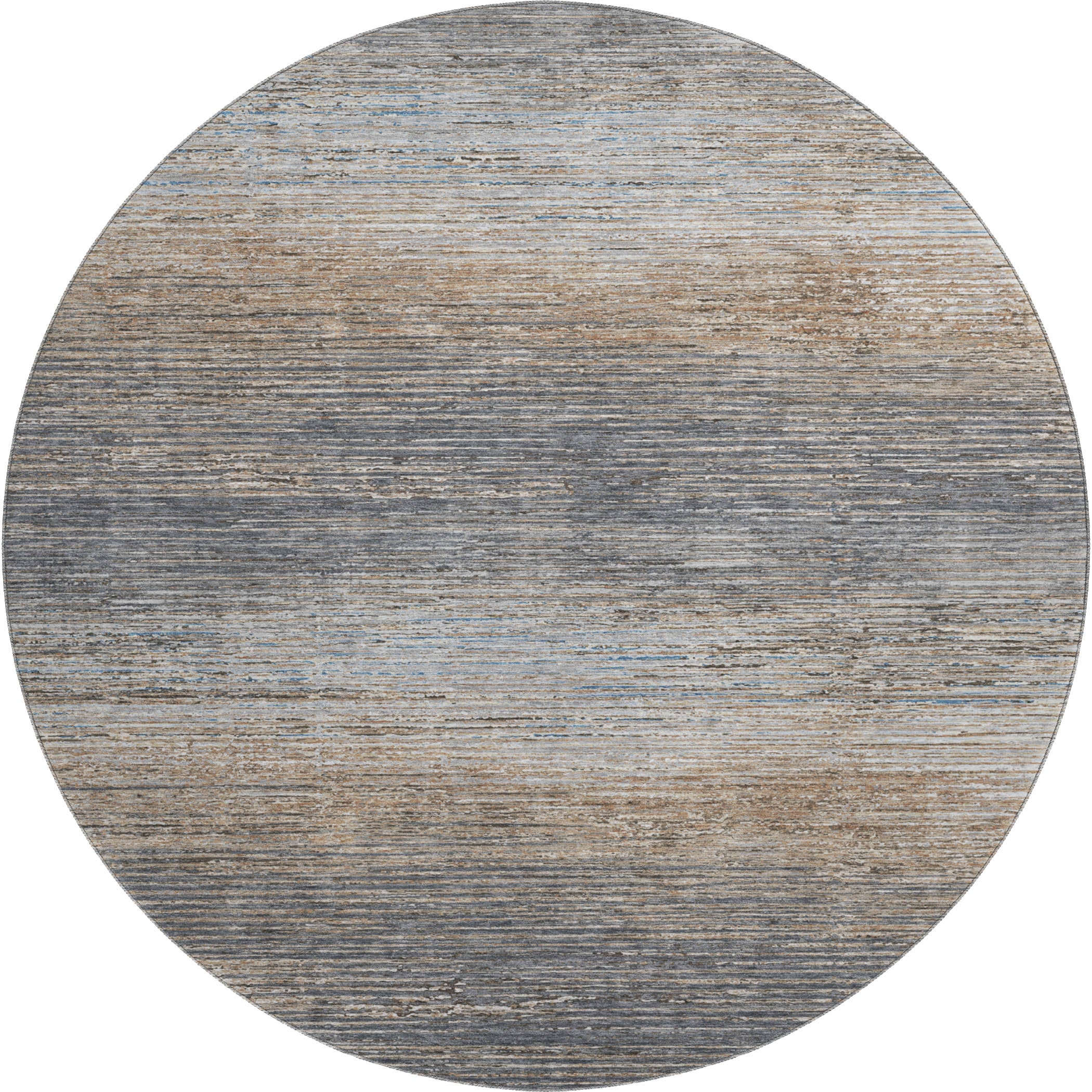 Dublin Machine Washable Transitional Pewter Gray Rug 8' x 8' #shape_Round