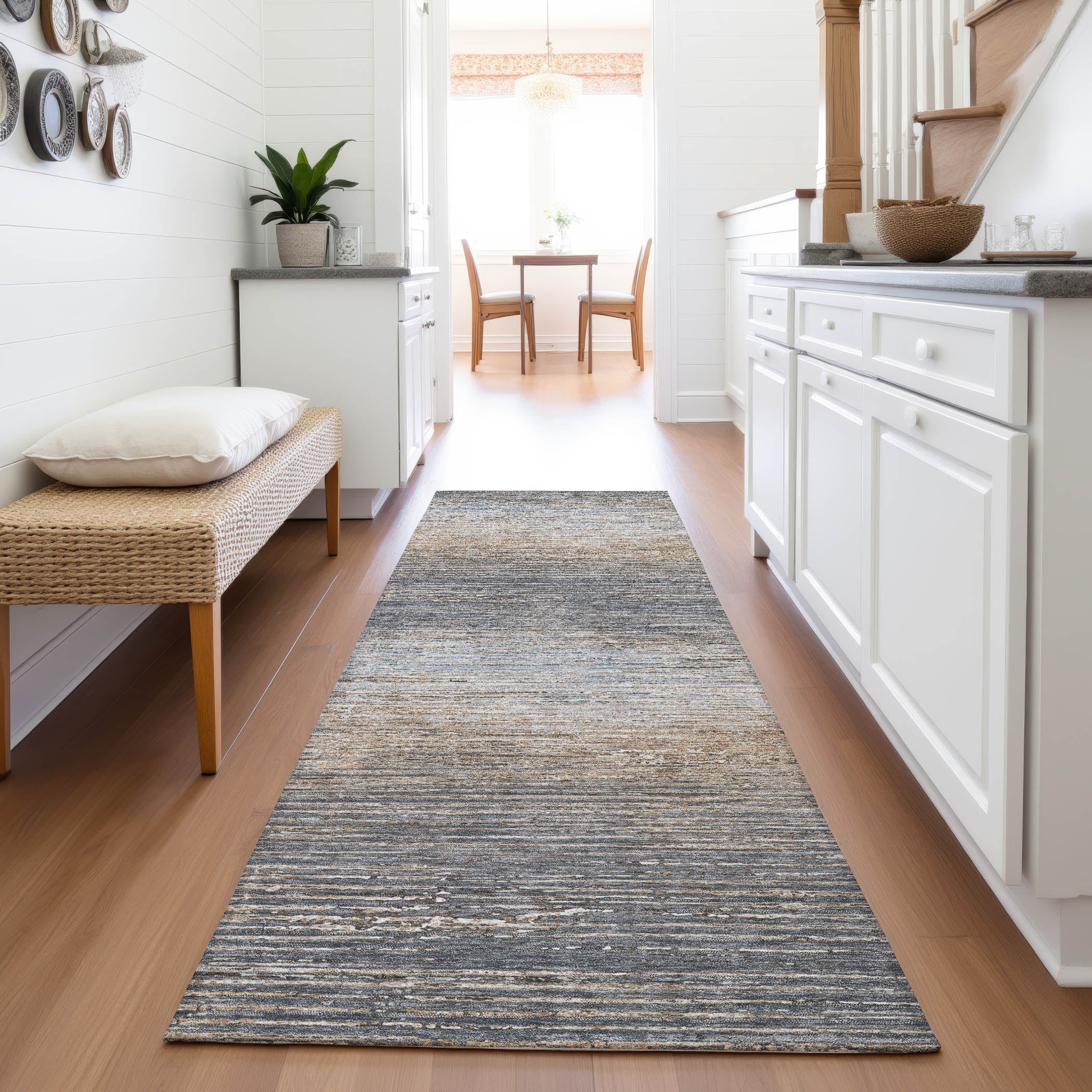 Dublin Machine Washable Transitional Pewter Gray Rug 2'3" x 7'6" #shape_Runner