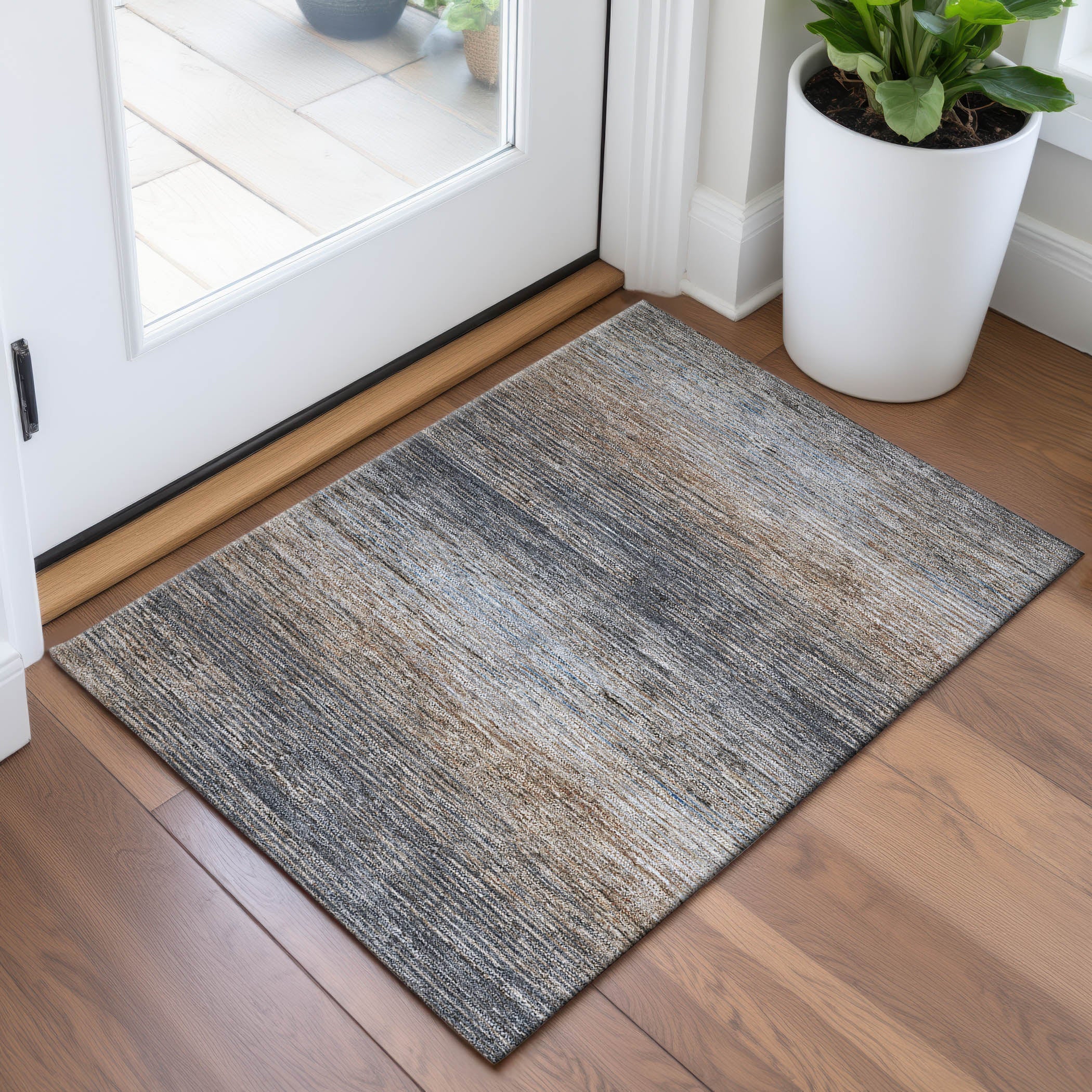 Dublin Machine Washable Transitional Pewter Gray Rug 1'8" x 2'6" #shape_Rectangle