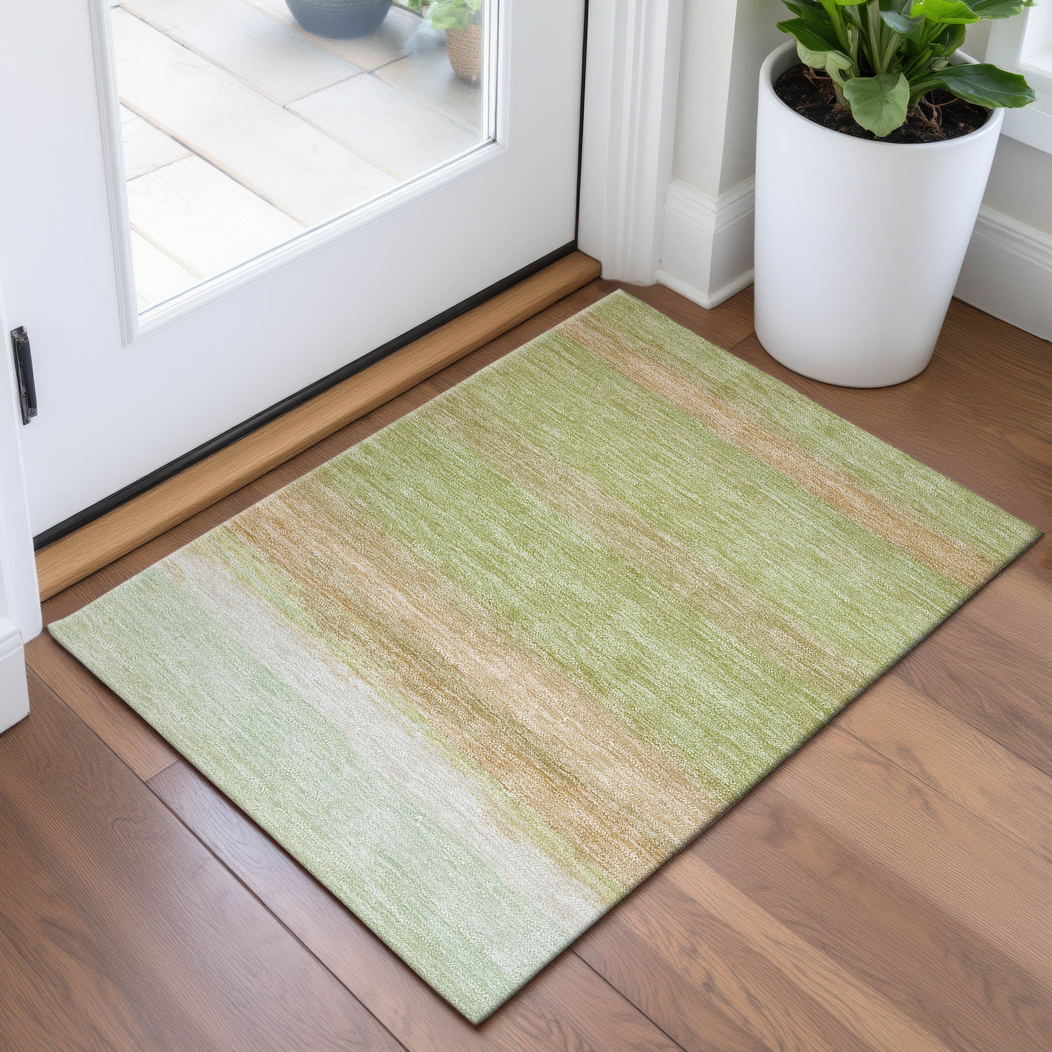 Seville Machine Washable Transitional Aloe Green Rug 1'8" x 2'6" #shape_Rectangle