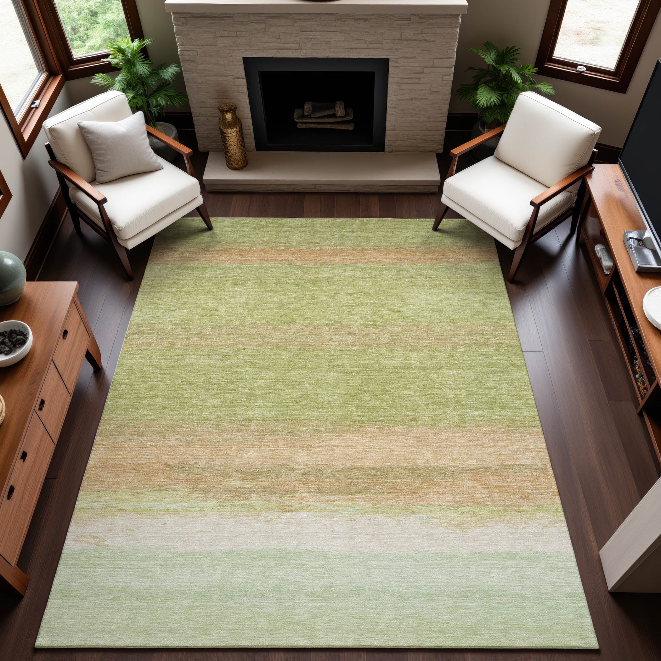 Seville Machine Washable Transitional Aloe Green Rug 2'6" x 3'10" #shape_Rectangle