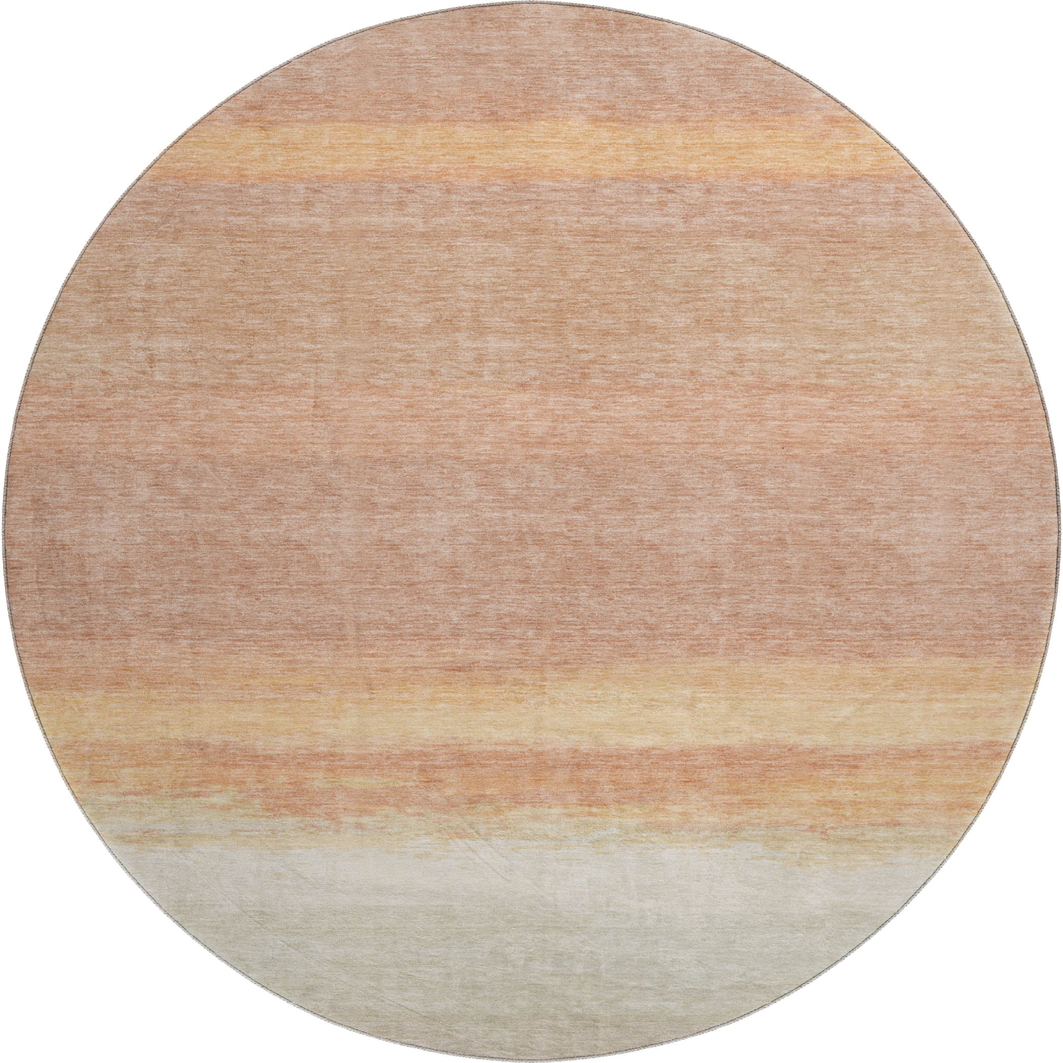 Seville Machine Washable Transitional Salmon Orange Rug 8' x 8' #shape_Round