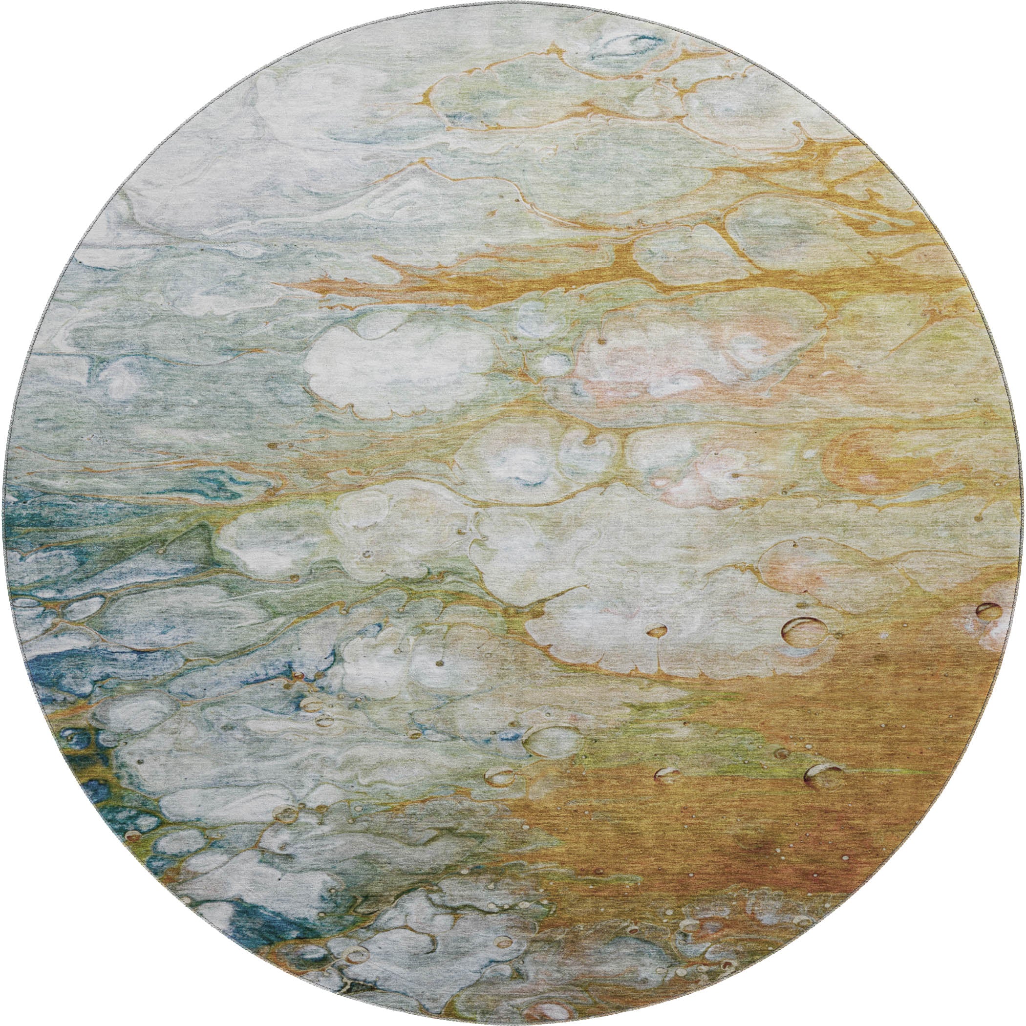 Dublin Machine Washable Transitional Paprika Orange Rug 8' x 8' #shape_Round