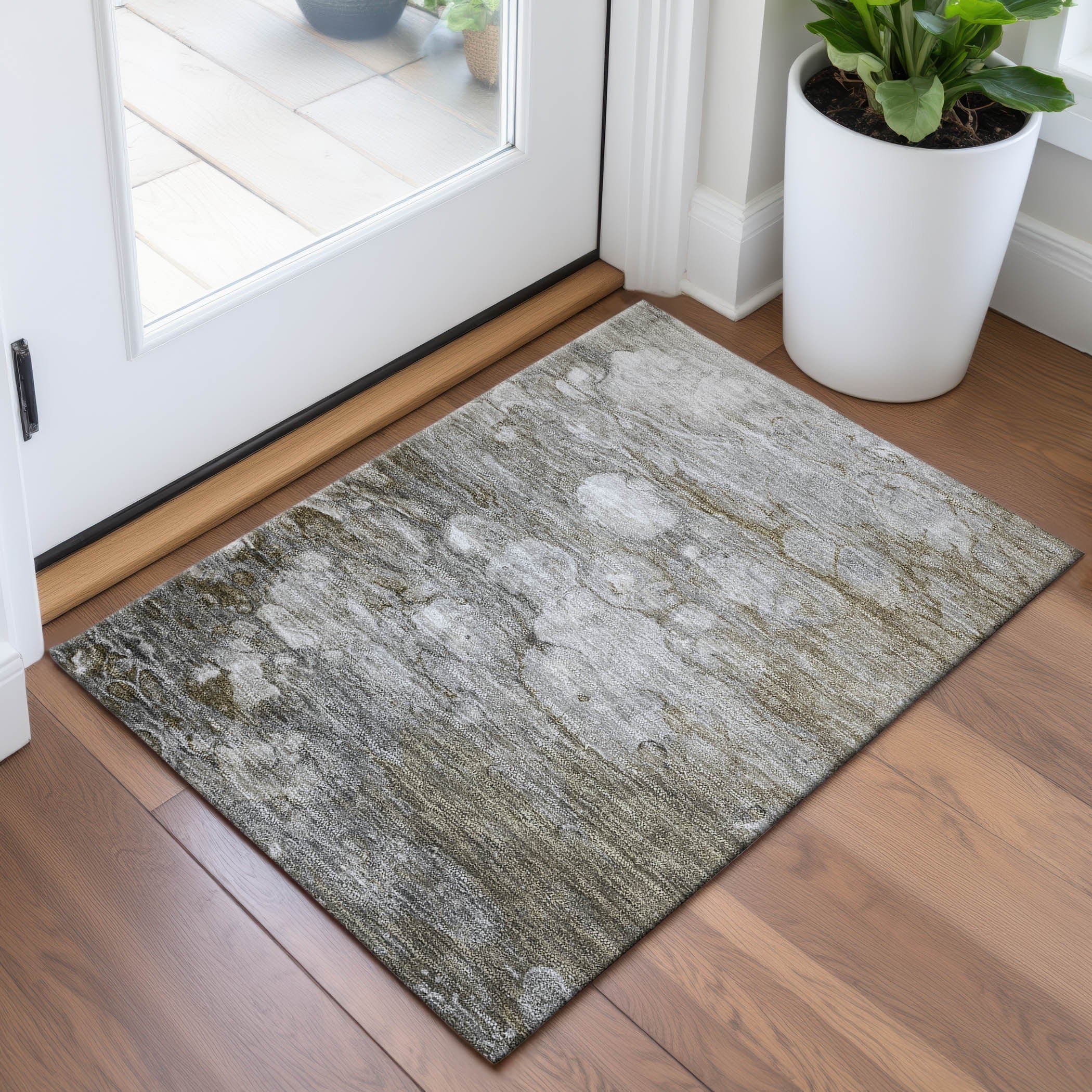 Dublin Machine Washable Transitional Taupe Brown Rug 1'8" x 2'6" #shape_Rectangle