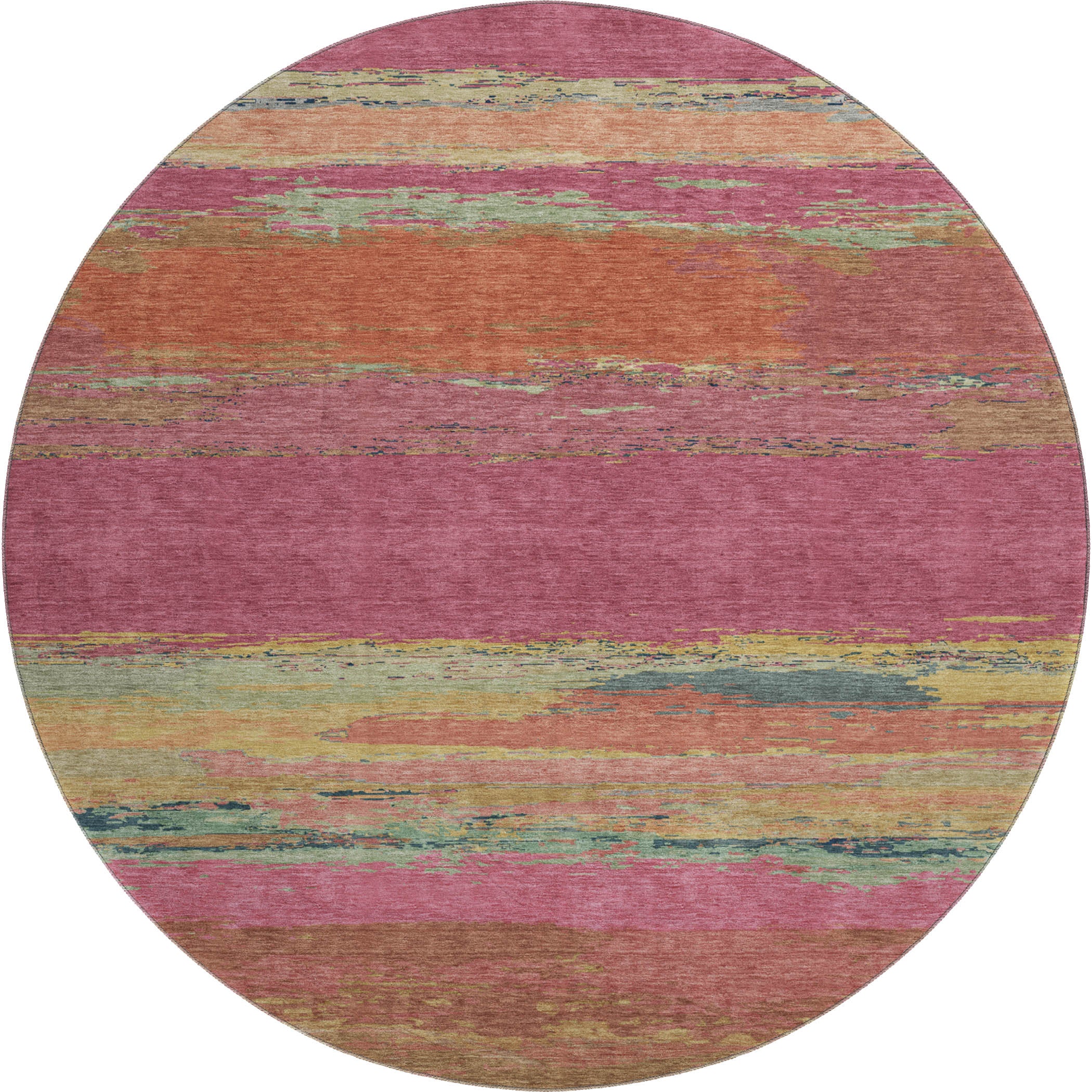 Montevideo Machine Washable Transitional Blush Pink Rug 8' x 8' #shape_Round