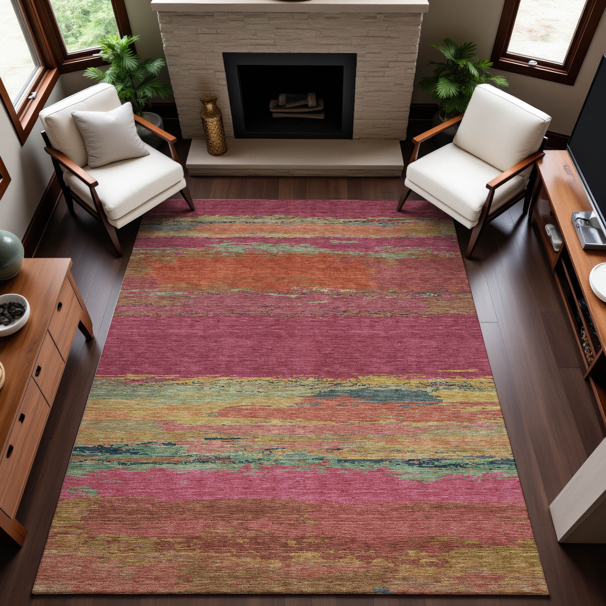 Montevideo Machine Washable Transitional Blush Pink Rug 2'6" x 3'10" #shape_Rectangle