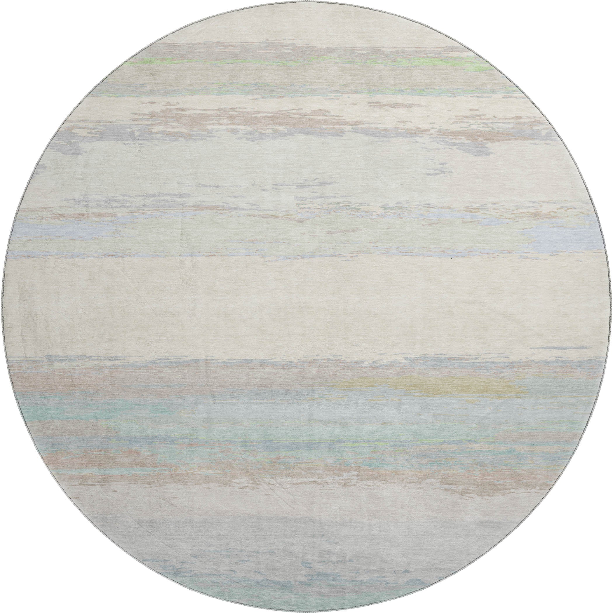 Montevideo Machine Washable Transitional Ivory Rug 8' x 8' #shape_Round