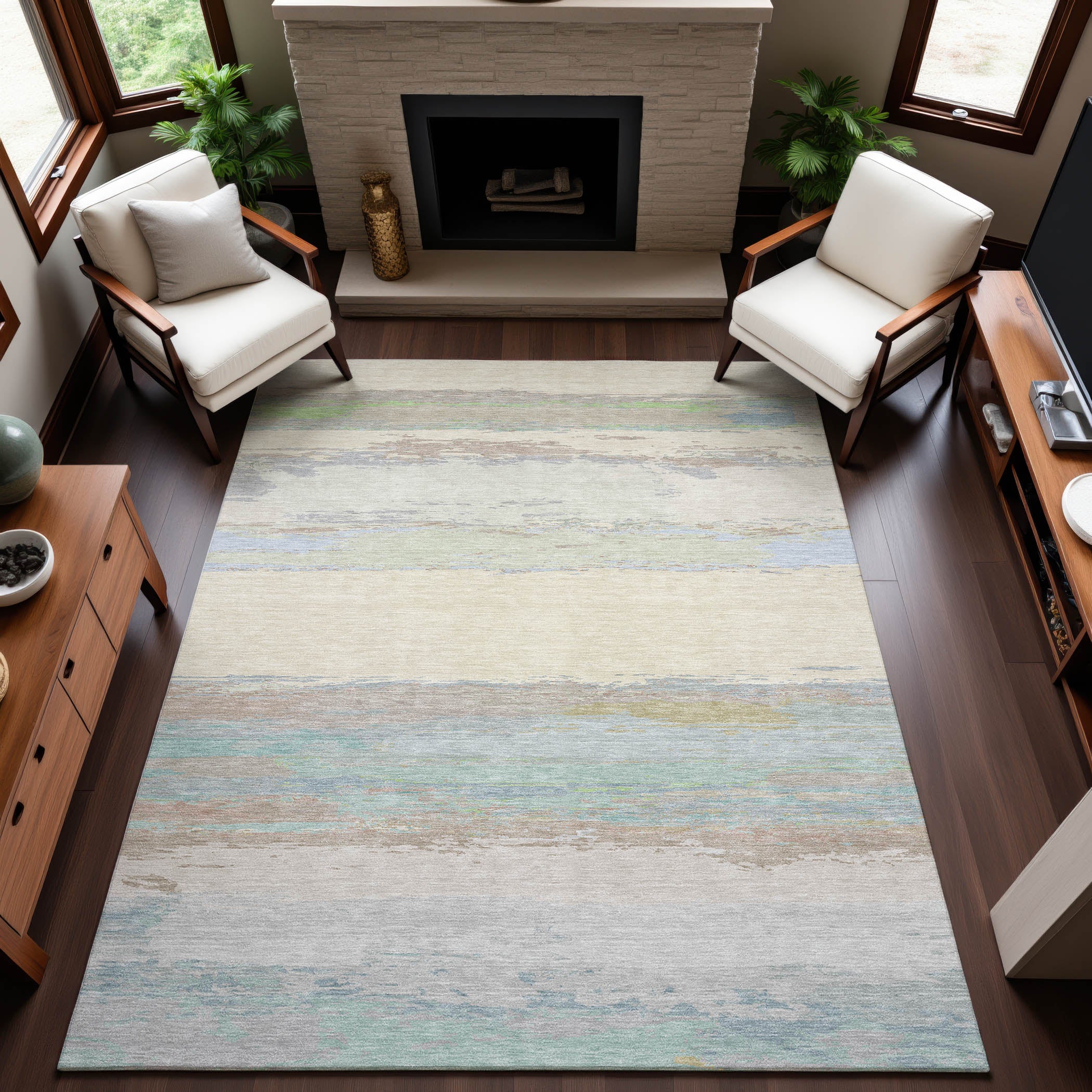 Montevideo Machine Washable Transitional Ivory Rug 2'6" x 3'10" #shape_Rectangle