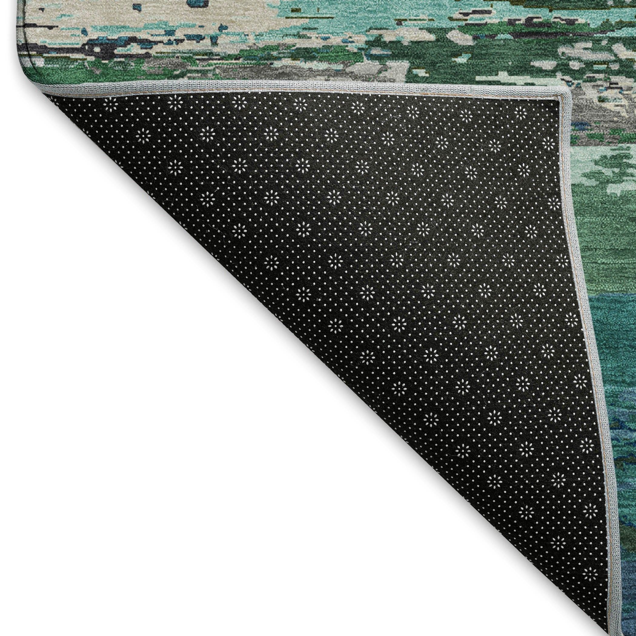 Montevideo Machine Washable Transitional Teal Rug 1'8" x 2'6" #shape_Rectangle