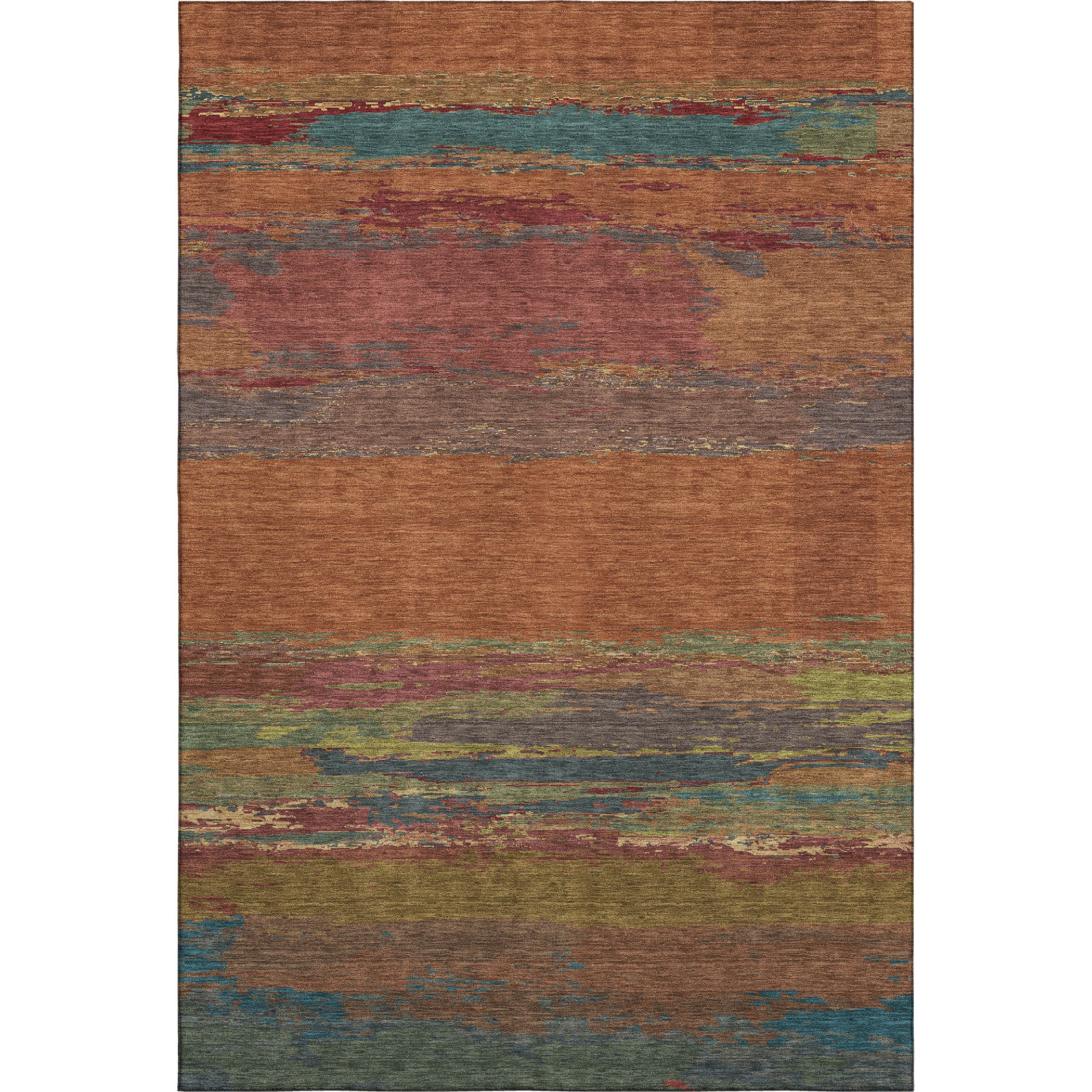 Montevideo Machine Washable Transitional Terracotta Orange Rug 2'6" x 3'10" #shape_Rectangle
