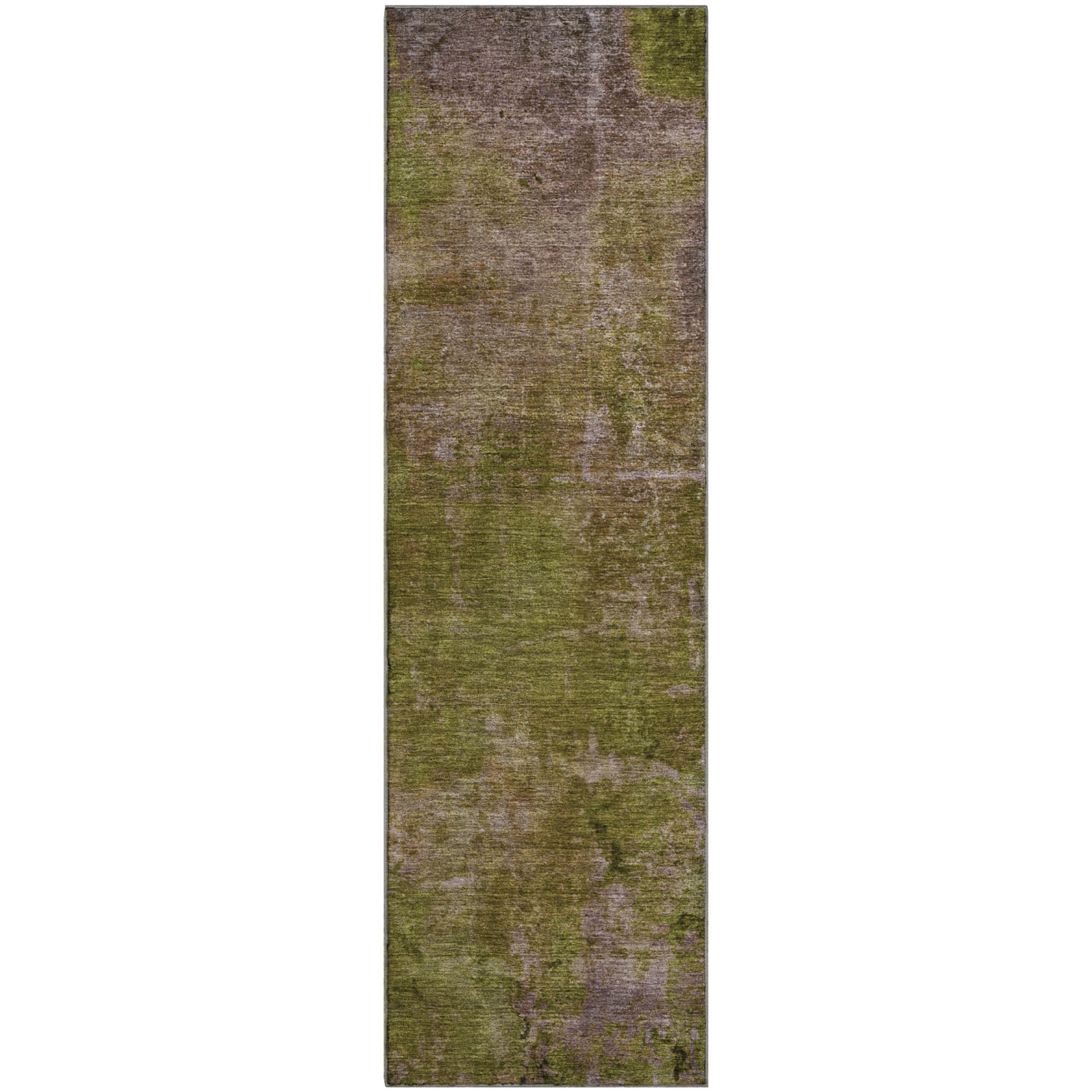 Queenstown Machine Washable Transitional Green Rug 2'3" x 7'6" #shape_Runner