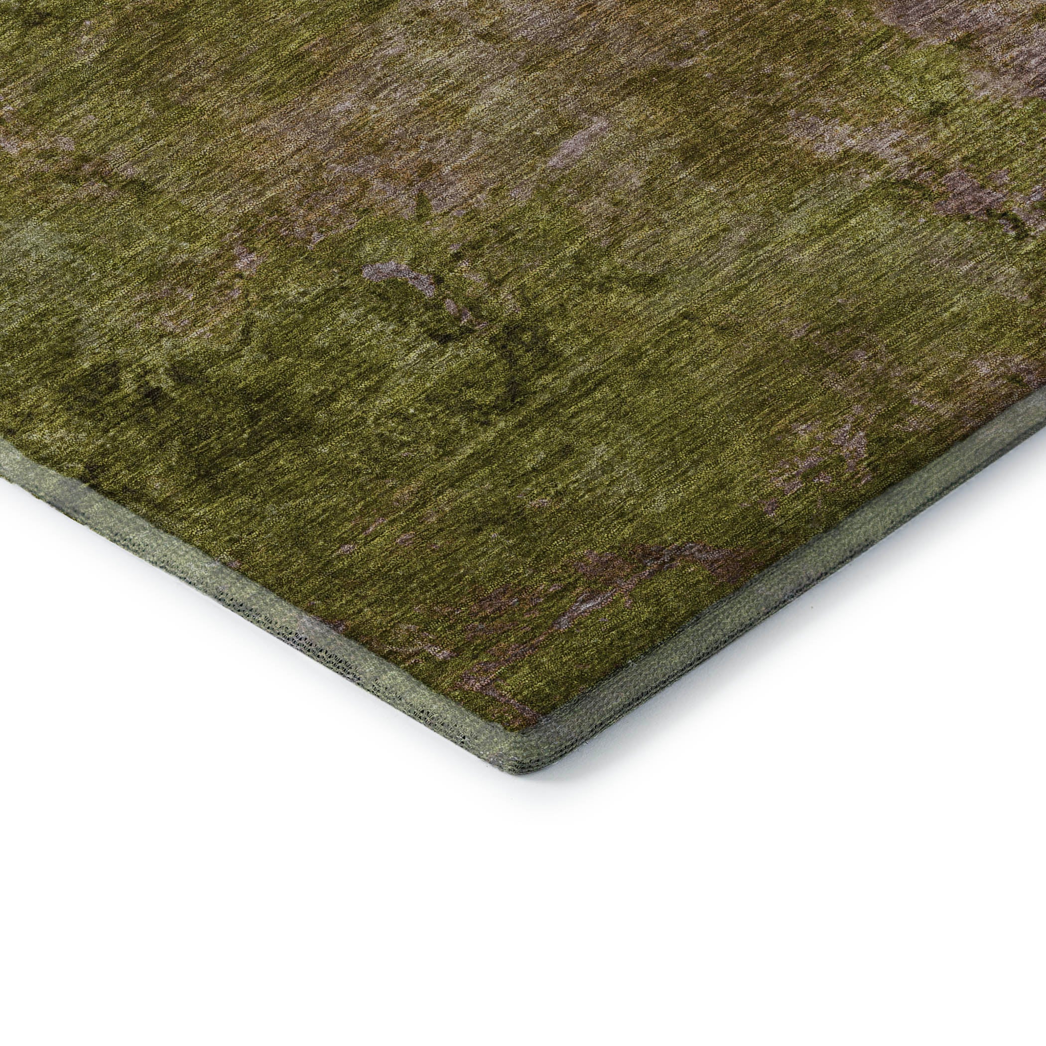 Queenstown Machine Washable Transitional Green Rug 1'8" x 2'6" #shape_Rectangle