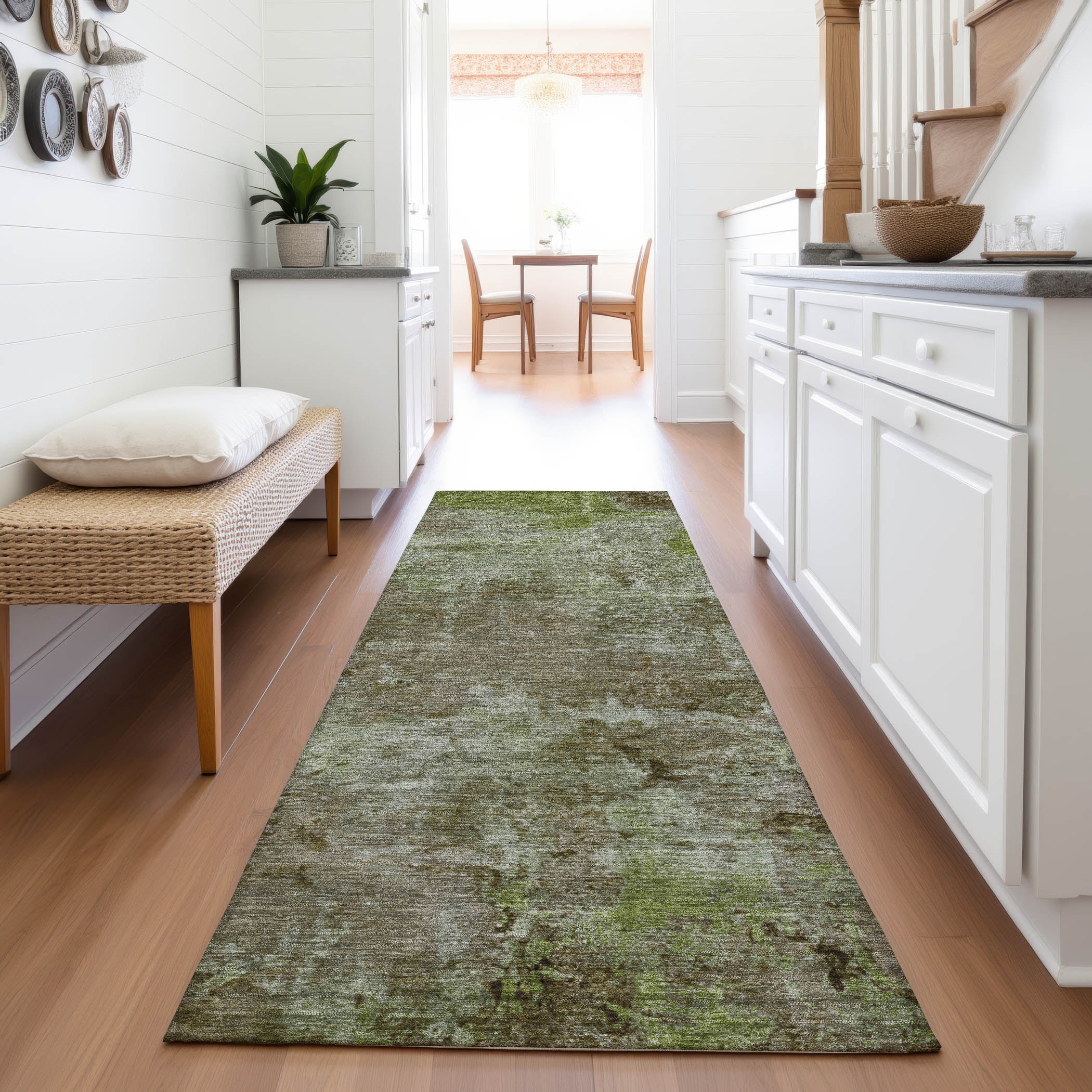 Queenstown Machine Washable Transitional Mocha Brown Rug 2'3" x 7'6" #shape_Runner