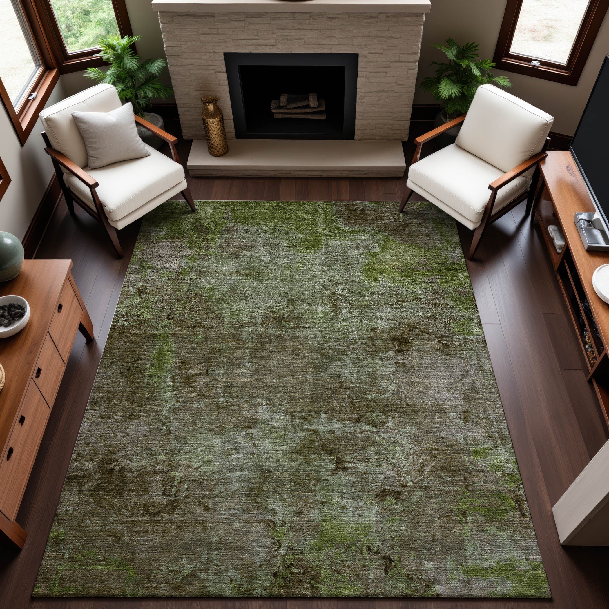 Queenstown Machine Washable Transitional Mocha Brown Rug 2'6" x 3'10" #shape_Rectangle