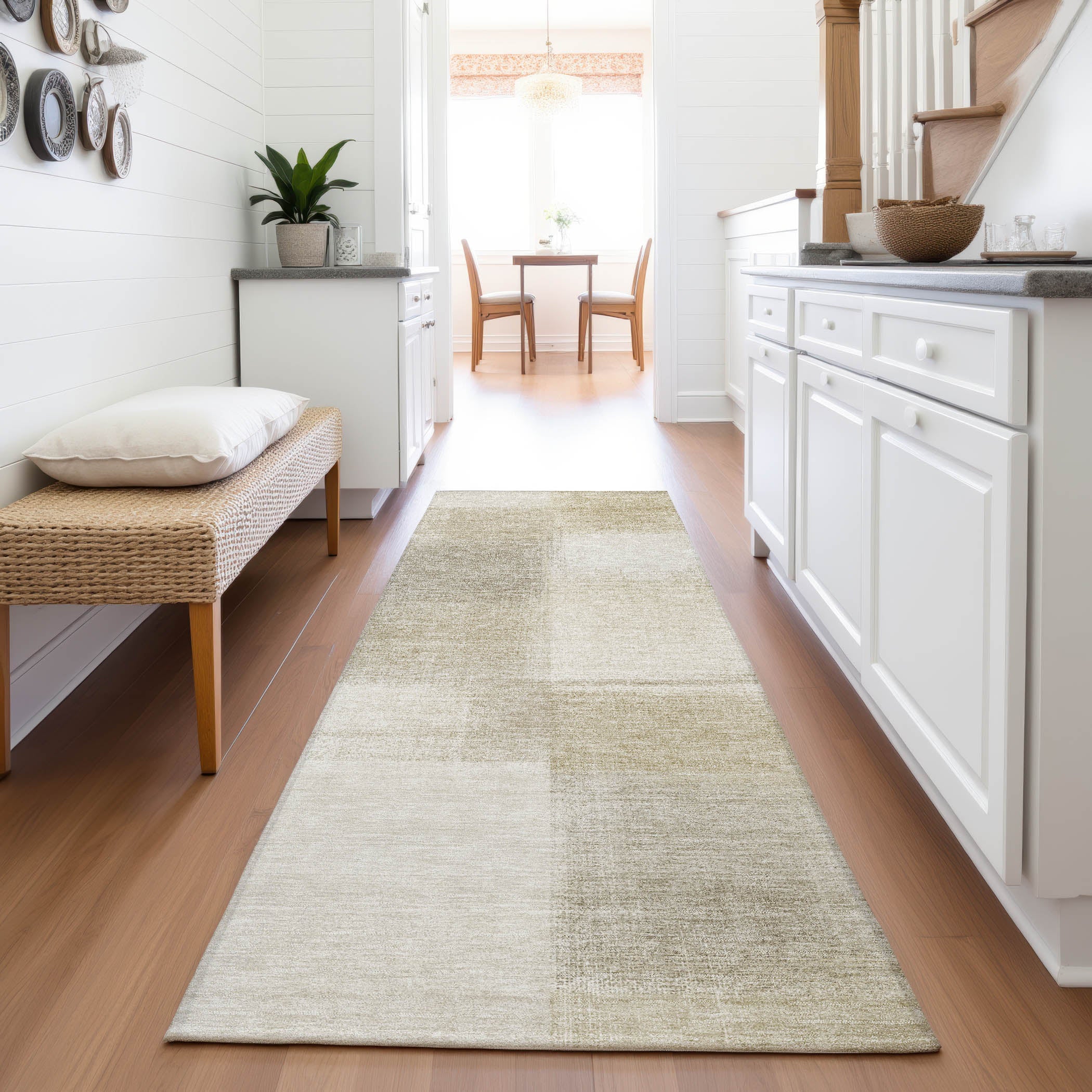 Lisbon Machine Washable Transitional Taupe Brown Rug 2'3" x 7'6" #shape_Runner