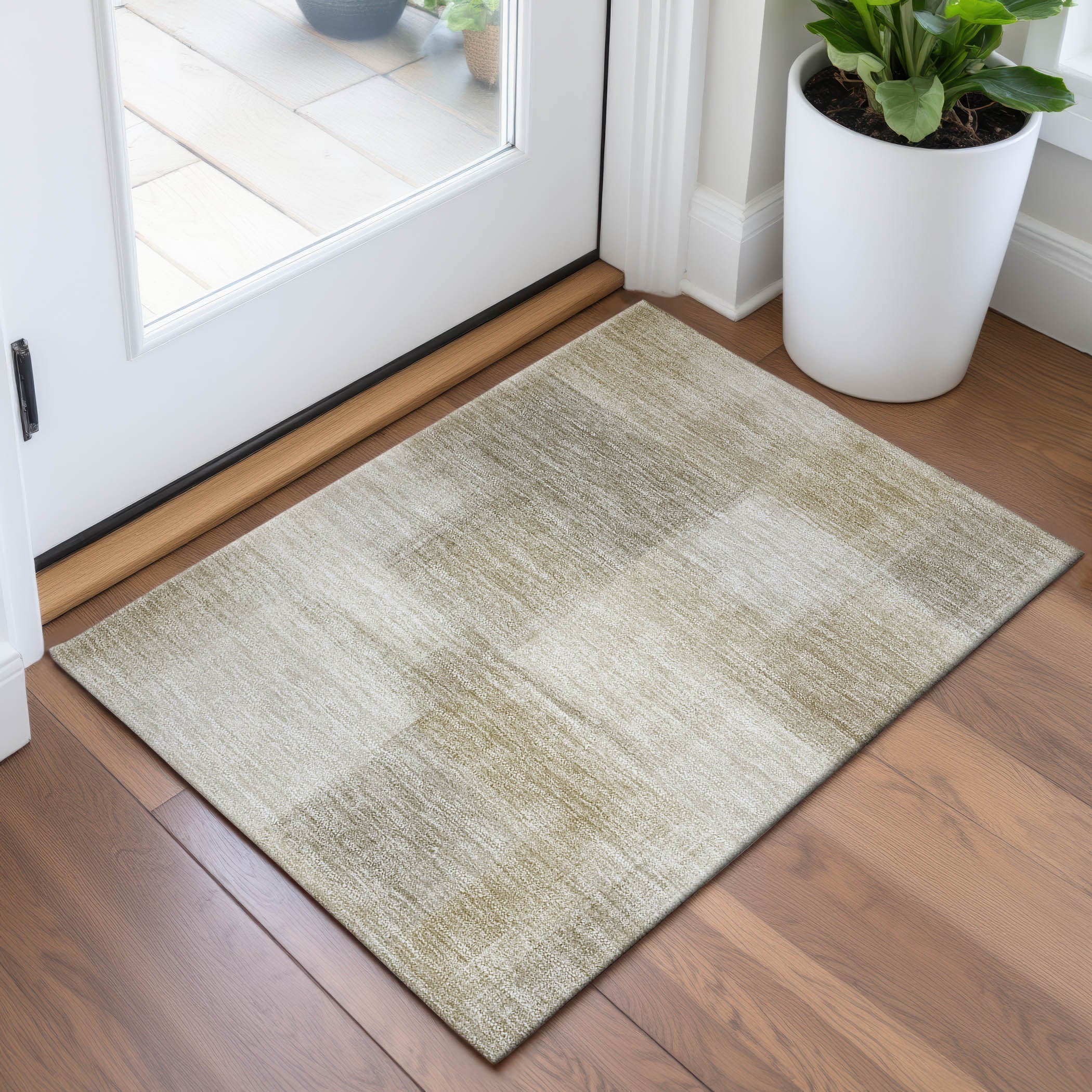Lisbon Machine Washable Transitional Taupe Brown Rug 1'8" x 2'6" #shape_Rectangle