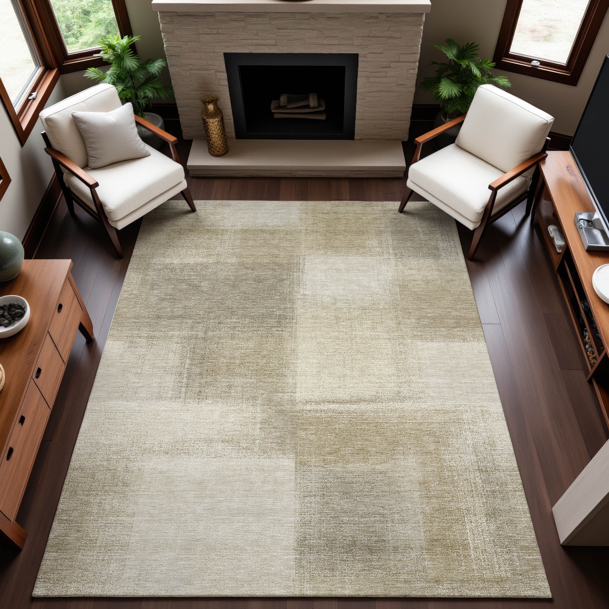Lisbon Machine Washable Transitional Taupe Brown Rug 2'6" x 3'10" #shape_Rectangle
