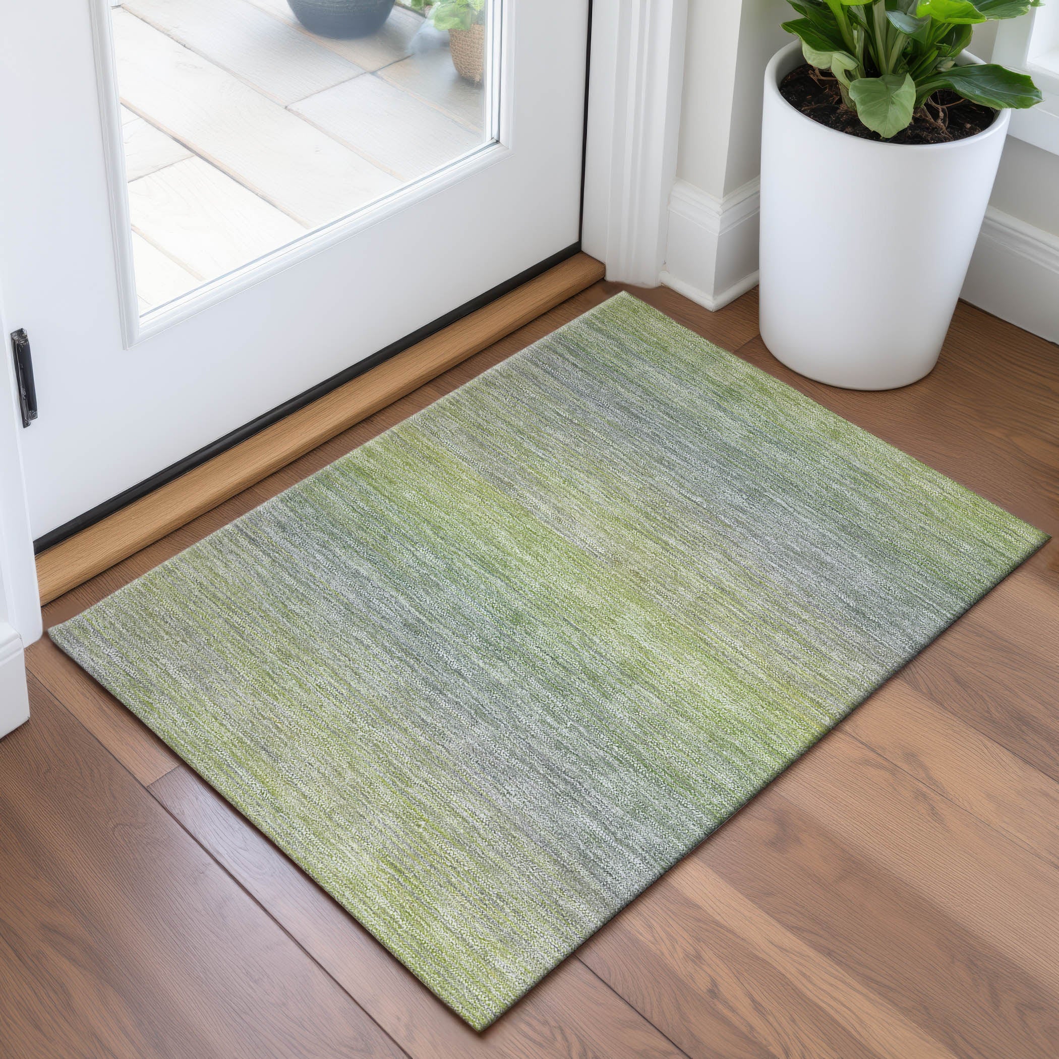 Montevideo Machine Washable Transitional Aloe Green Rug 1'8" x 2'6" #shape_Rectangle