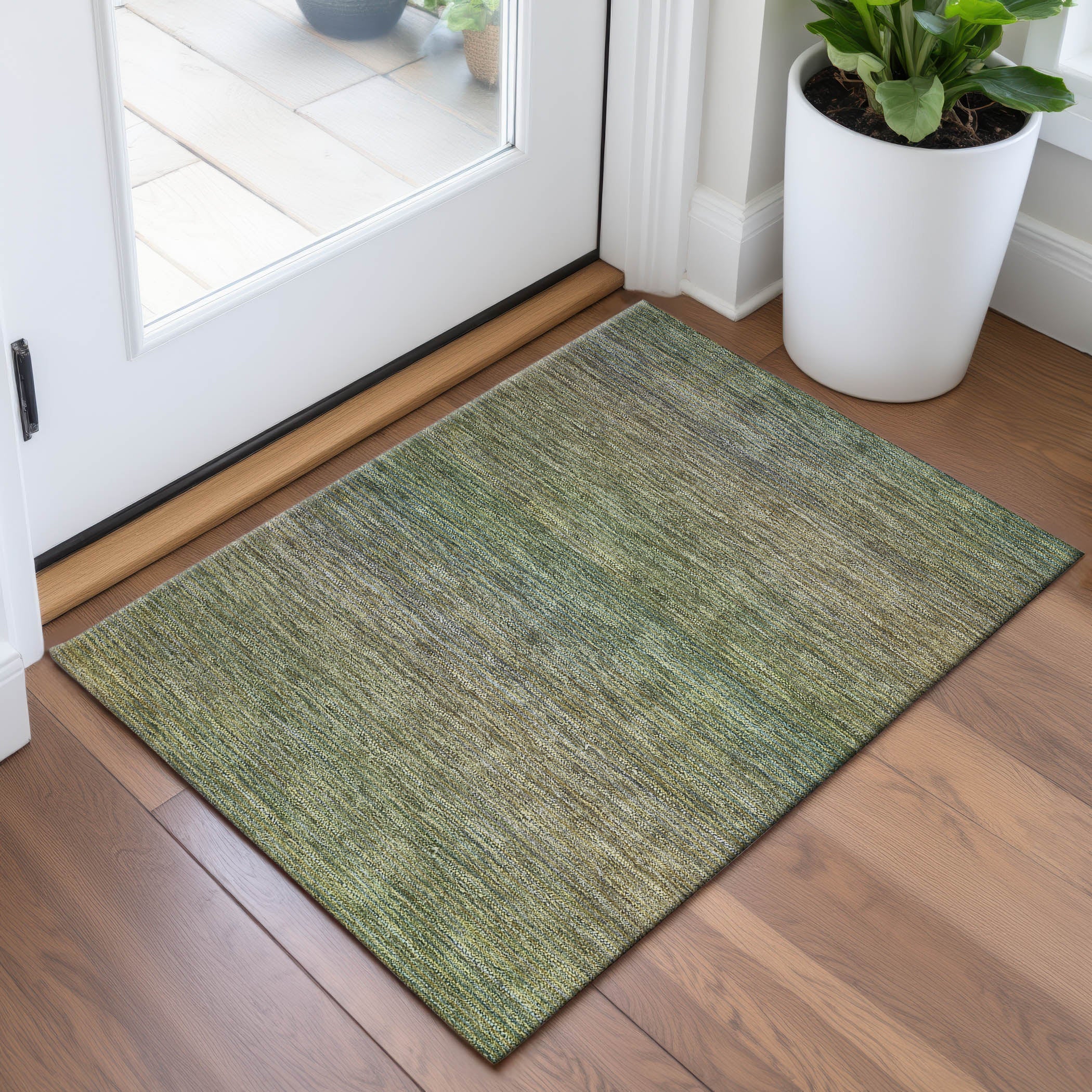 Montevideo Machine Washable Transitional Fern Green Rug 1'8" x 2'6" #shape_Rectangle