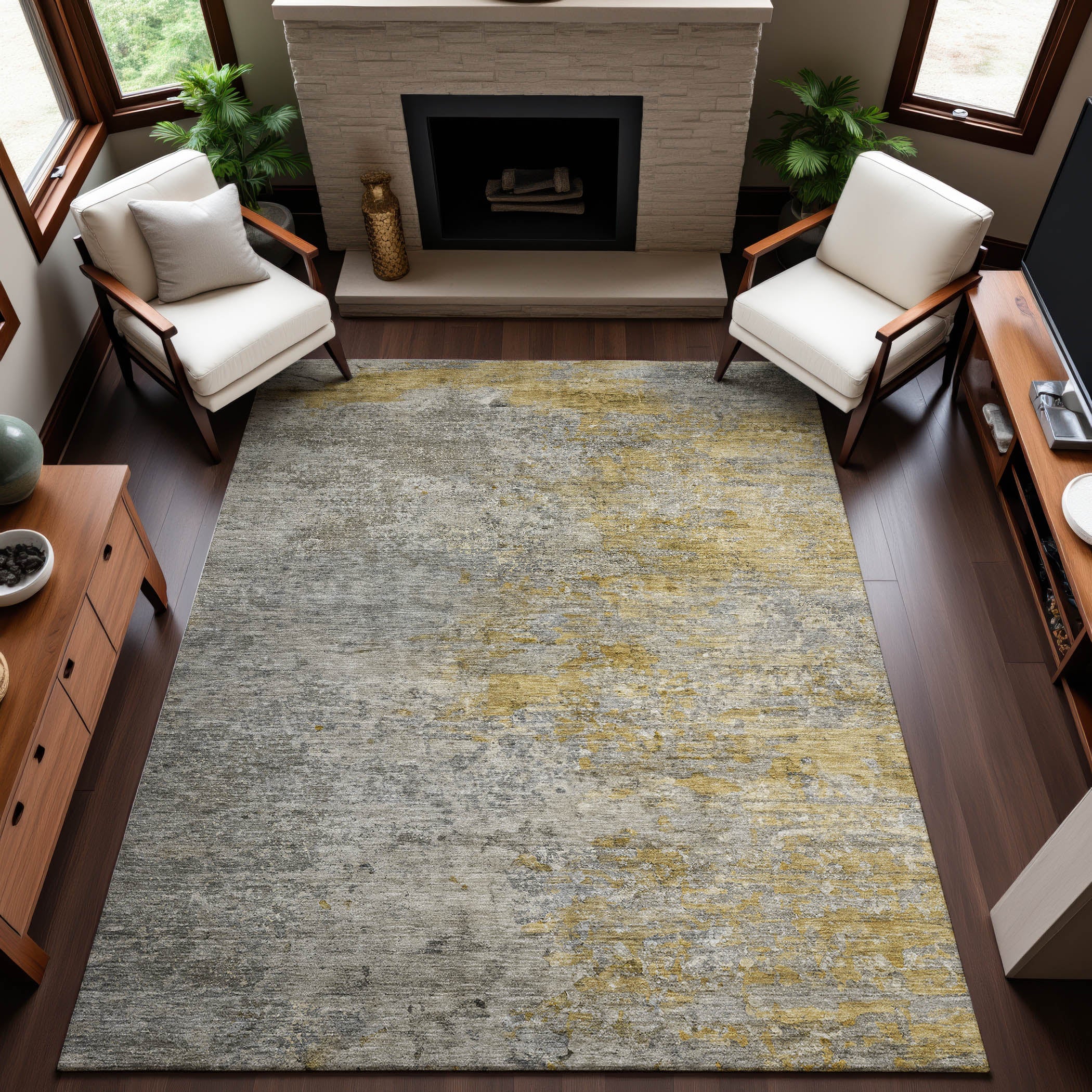 Montevideo Machine Washable Transitional Gray Rug 2'6" x 3'10" #shape_Rectangle