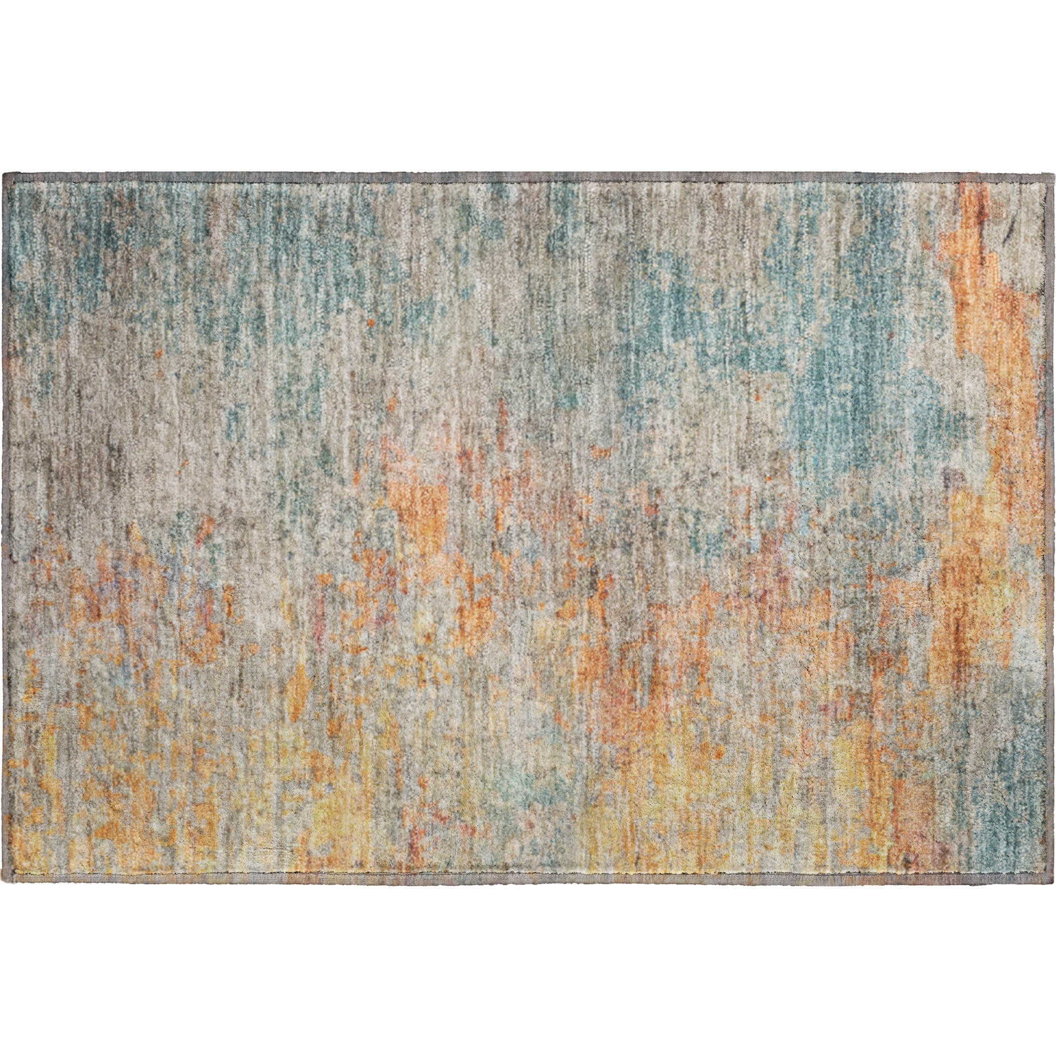 Montevideo Machine Washable Transitional Teal Rug 1'8" x 2'6" #shape_Rectangle