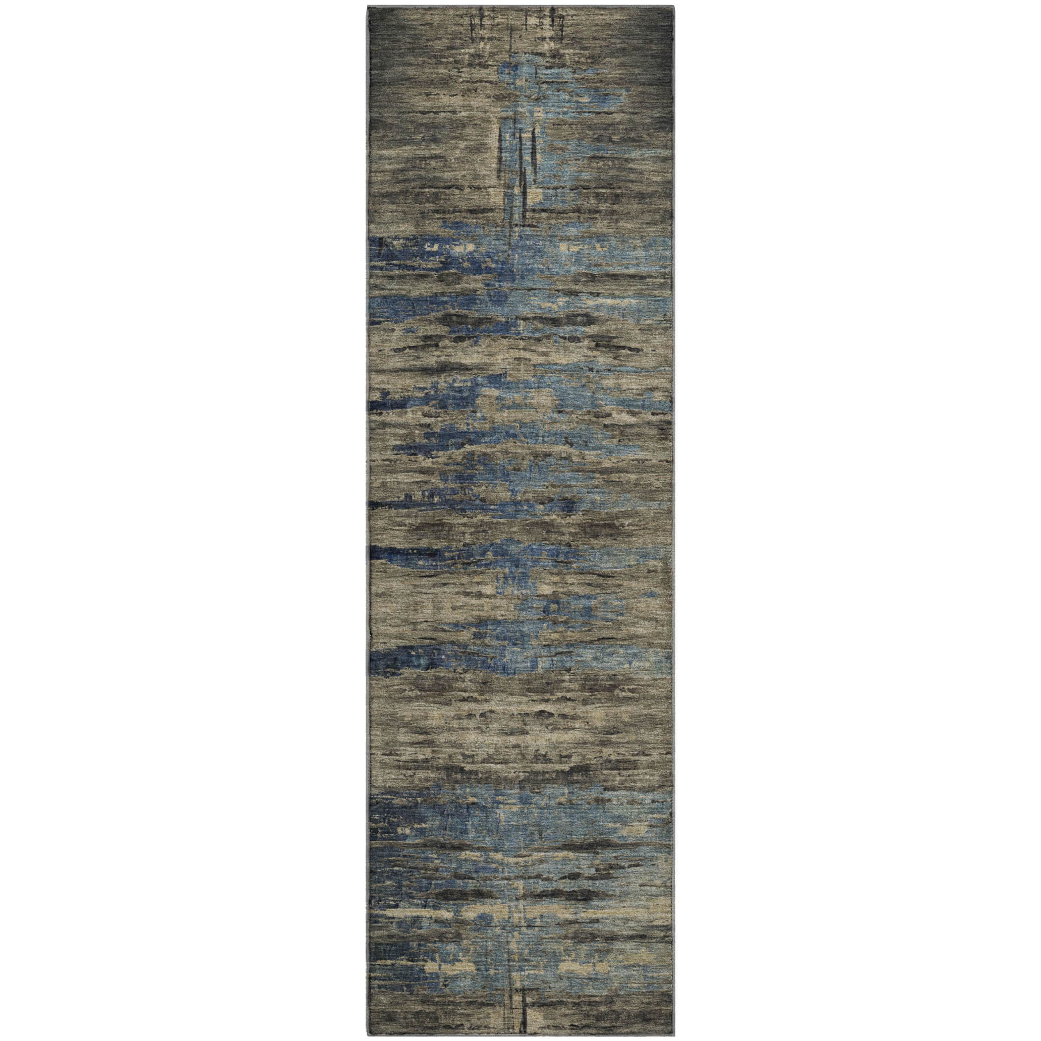 Queenstown Machine Washable Transitional Coffee Brown Rug 2'3" x 7'6" #shape_Runner