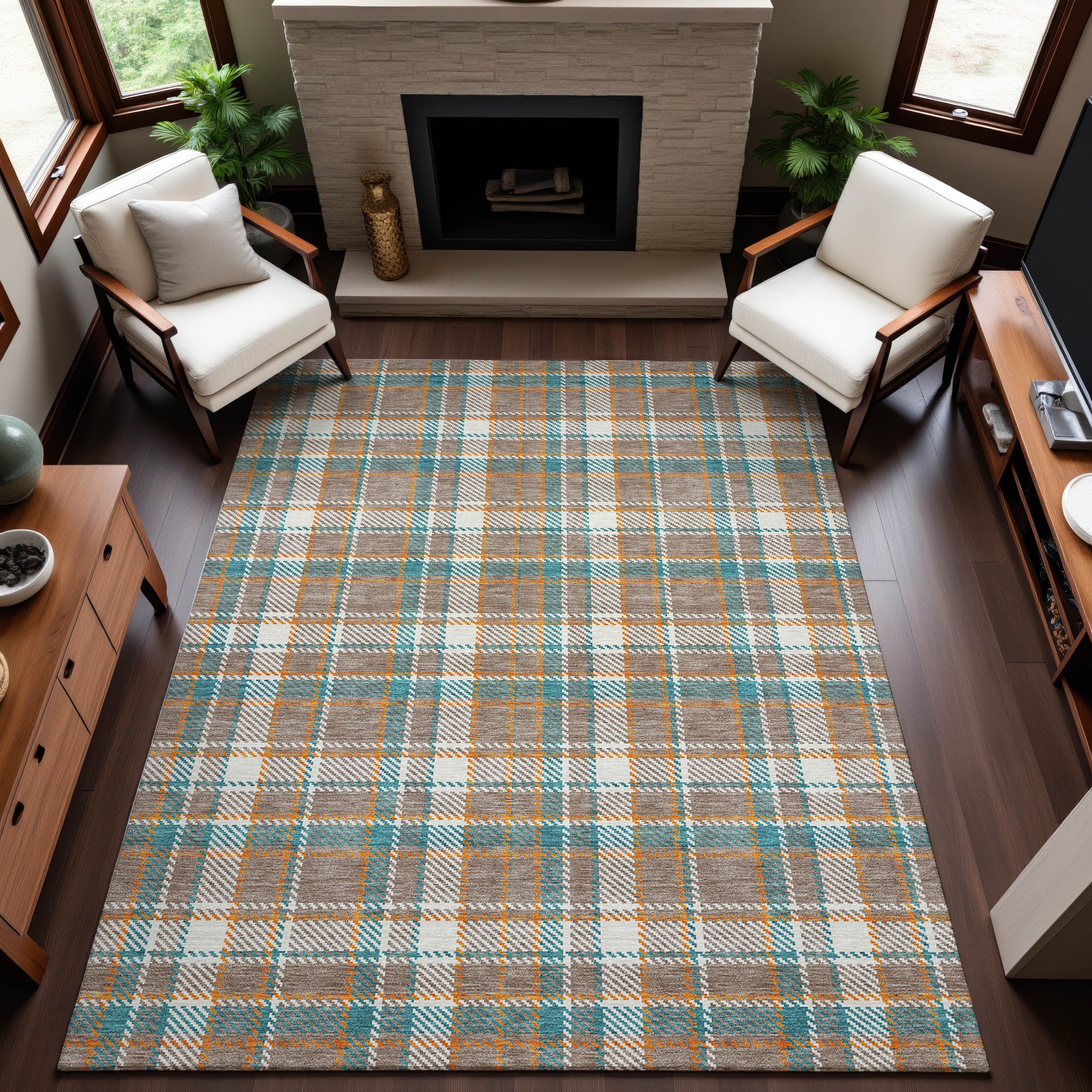Queenstown Machine Washable Transitional Taupe Brown Rug 2'6" x 3'10" #shape_Rectangle