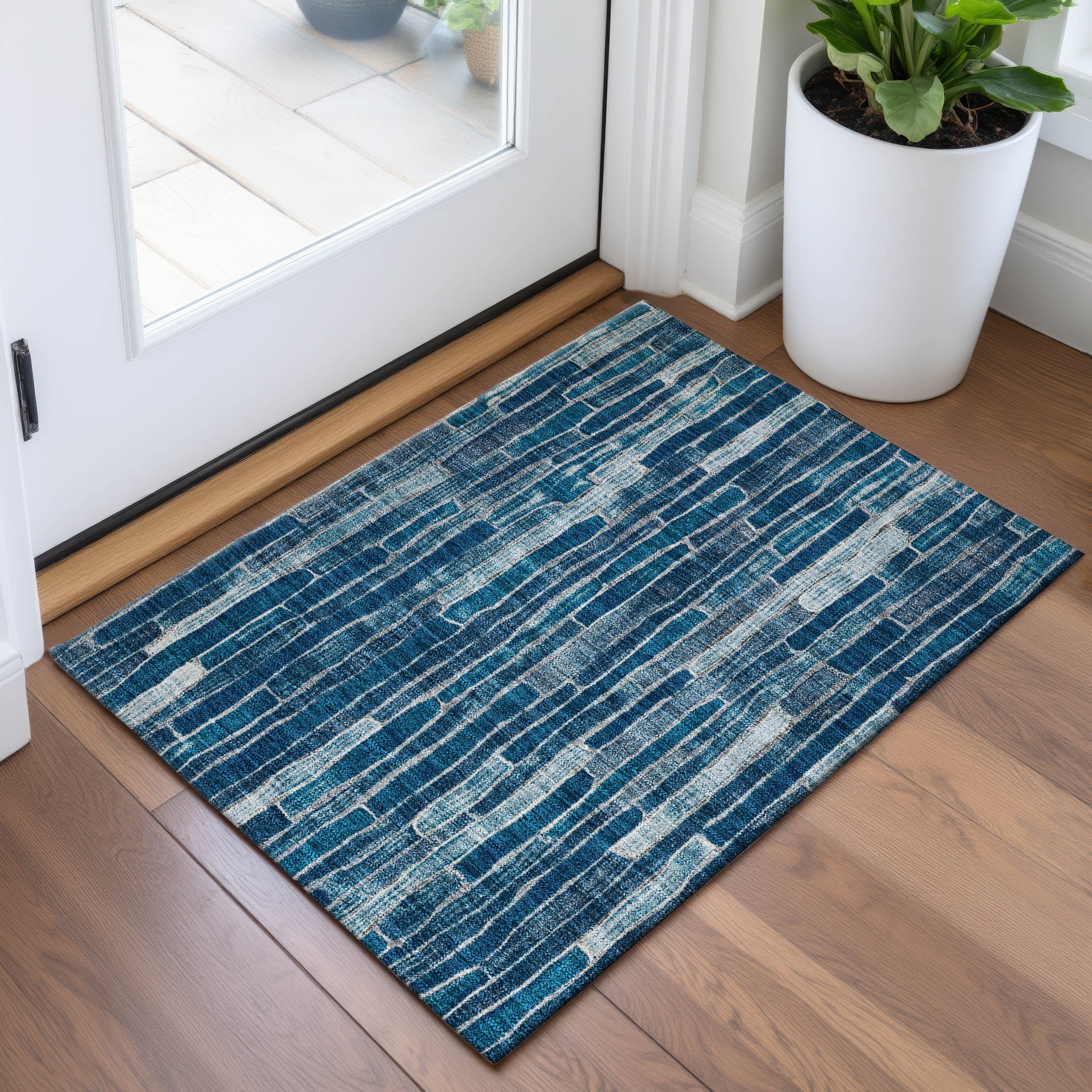 Cusco Machine Washable Transitional Blue Rug 1'8" x 2'6" #shape_Rectangle
