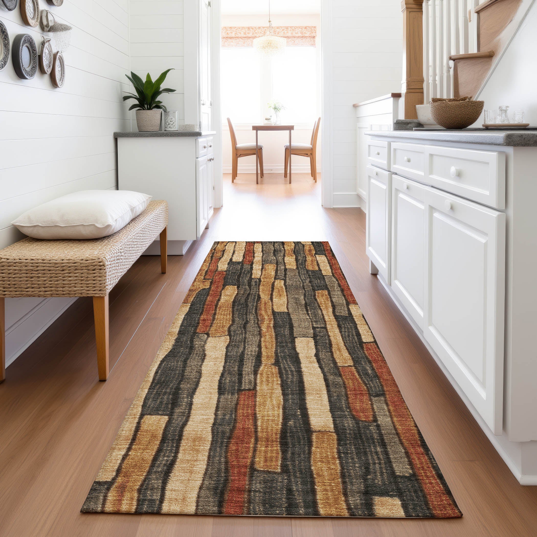 Cusco Machine Washable Transitional Coffee Brown Rug 2'3" x 7'6" #shape_Runner