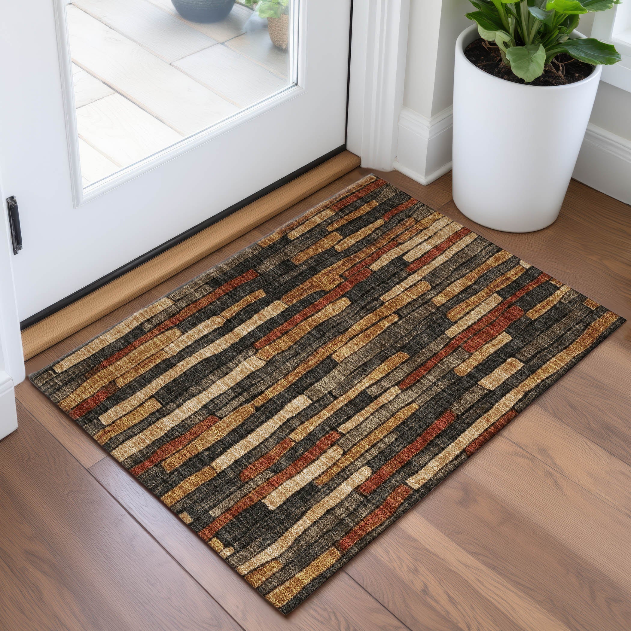 Cusco Machine Washable Transitional Coffee Brown Rug 1'8" x 2'6" #shape_Rectangle