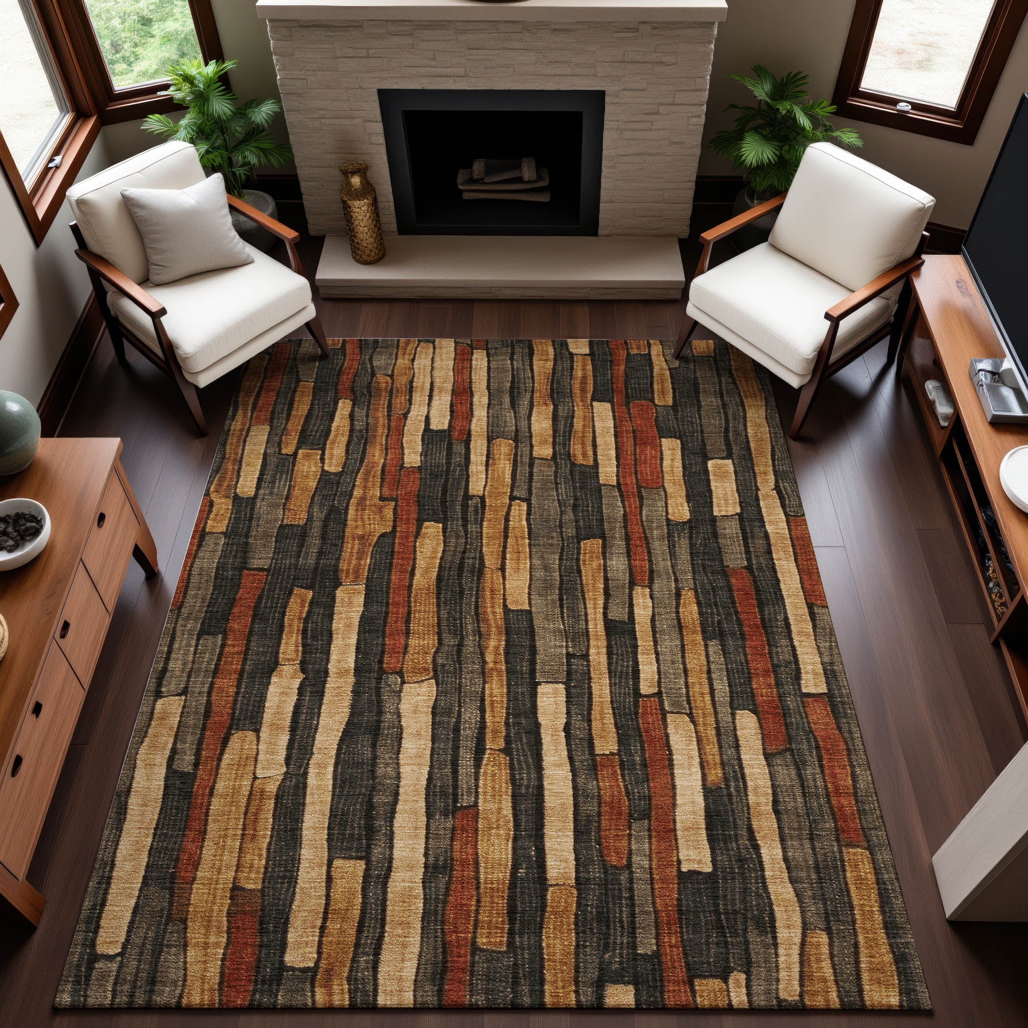Cusco Machine Washable Transitional Coffee Brown Rug 2'6" x 3'10" #shape_Rectangle