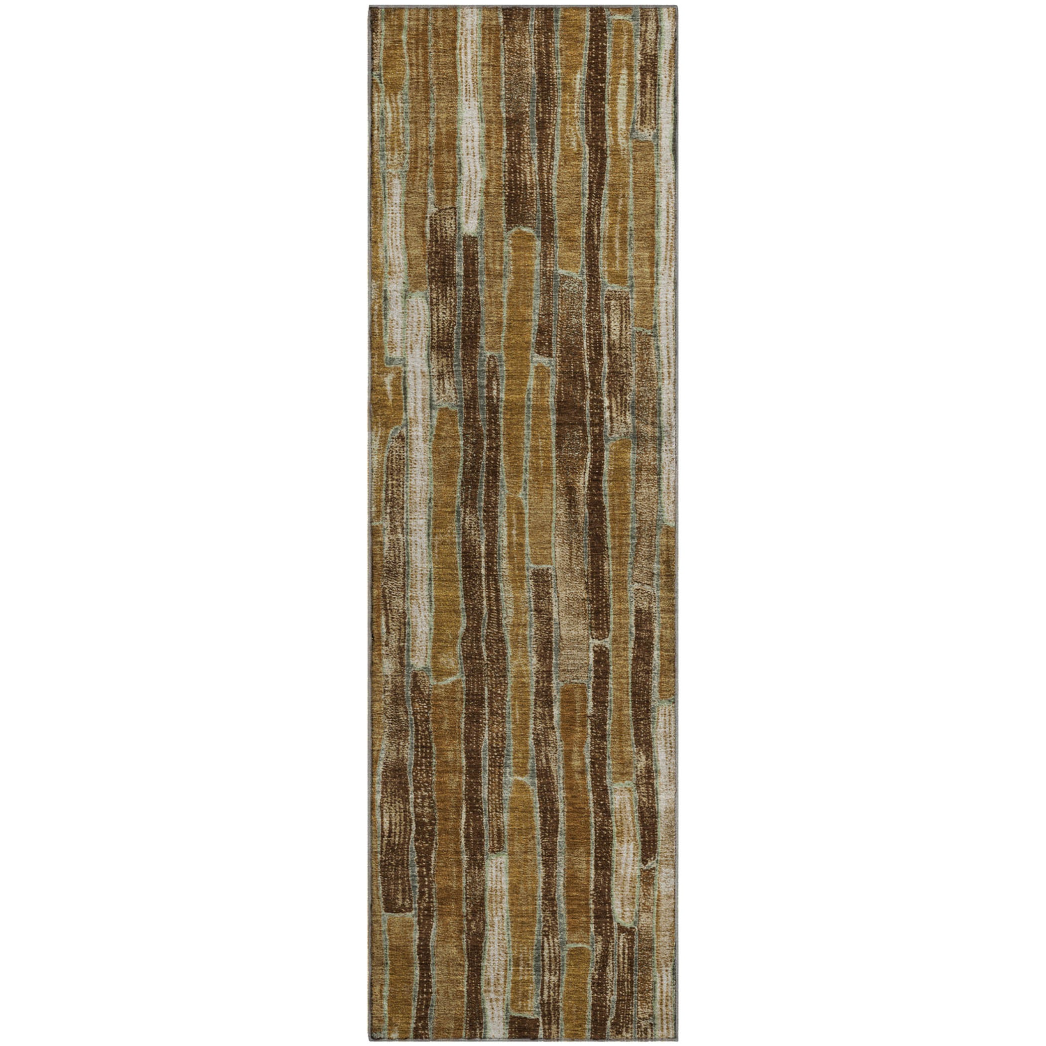 Cusco Machine Washable Transitional Mocha Brown Rug 2'3" x 7'6" #shape_Runner
