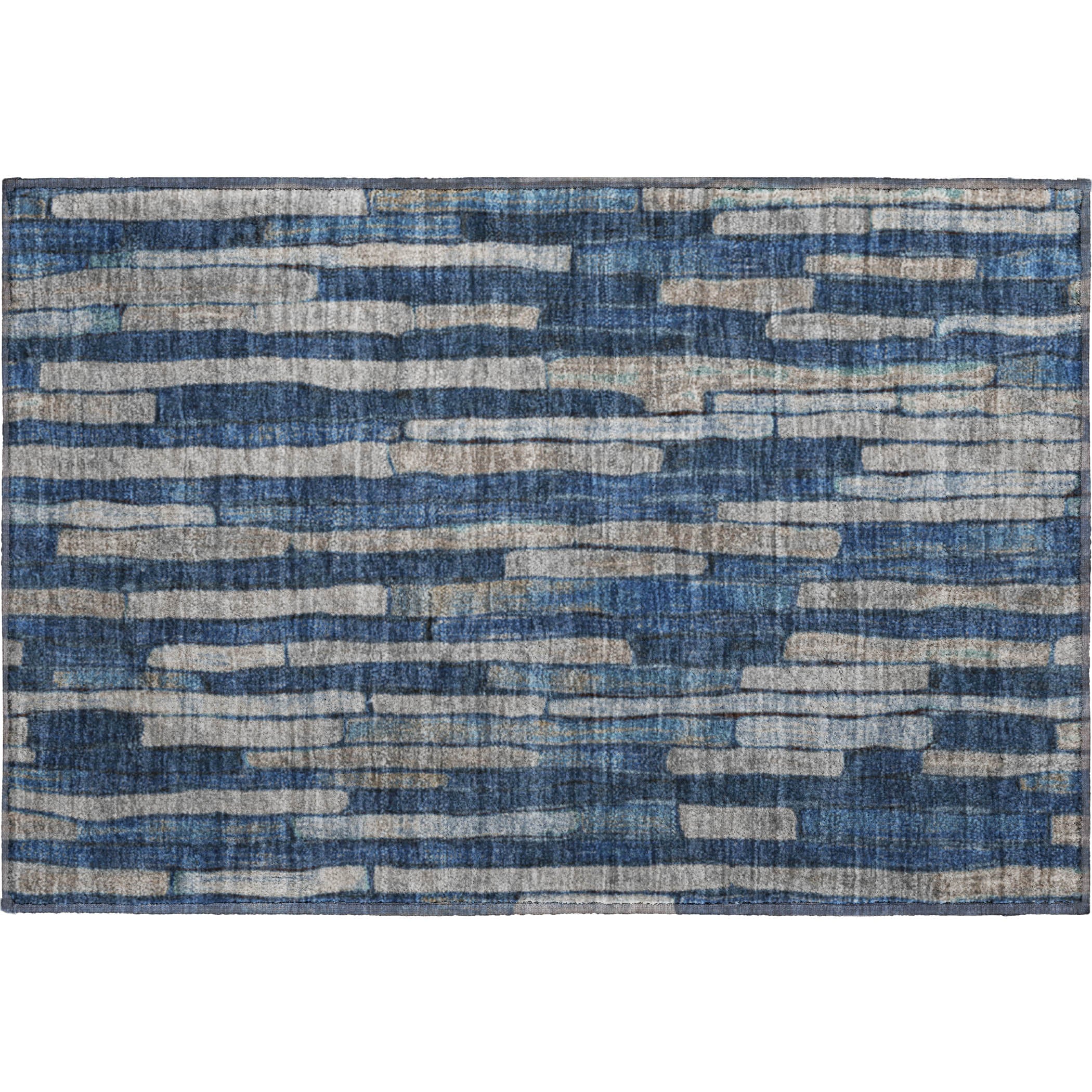 Cusco Machine Washable Transitional Navy Blue Rug 1'8" x 2'6" #shape_Rectangle