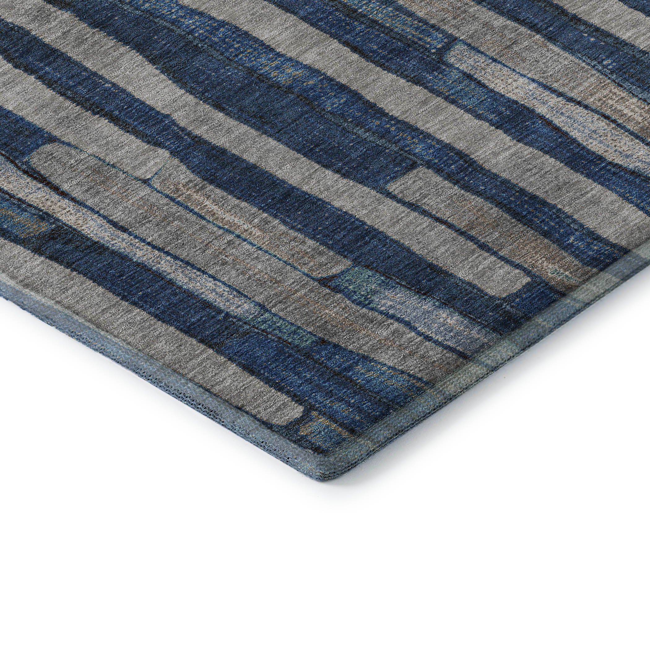 Cusco Machine Washable Transitional Navy Blue Rug 1'8" x 2'6" #shape_Rectangle