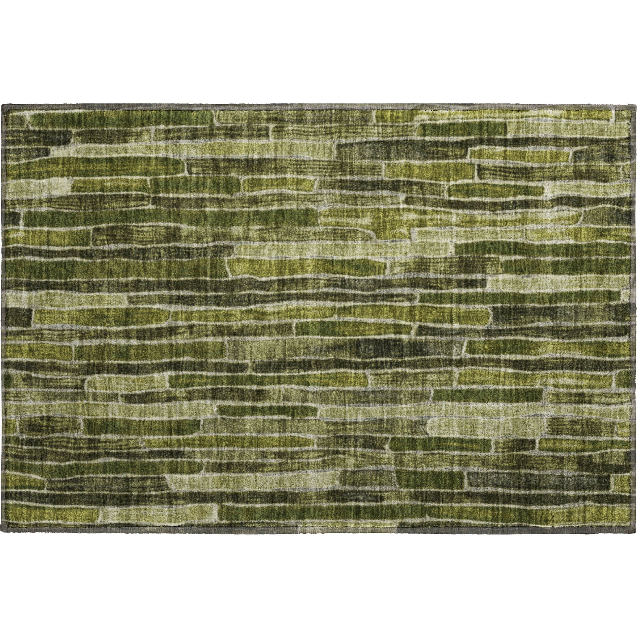 Cusco Machine Washable Transitional Olive Green Rug 1'8" x 2'6" #shape_Rectangle