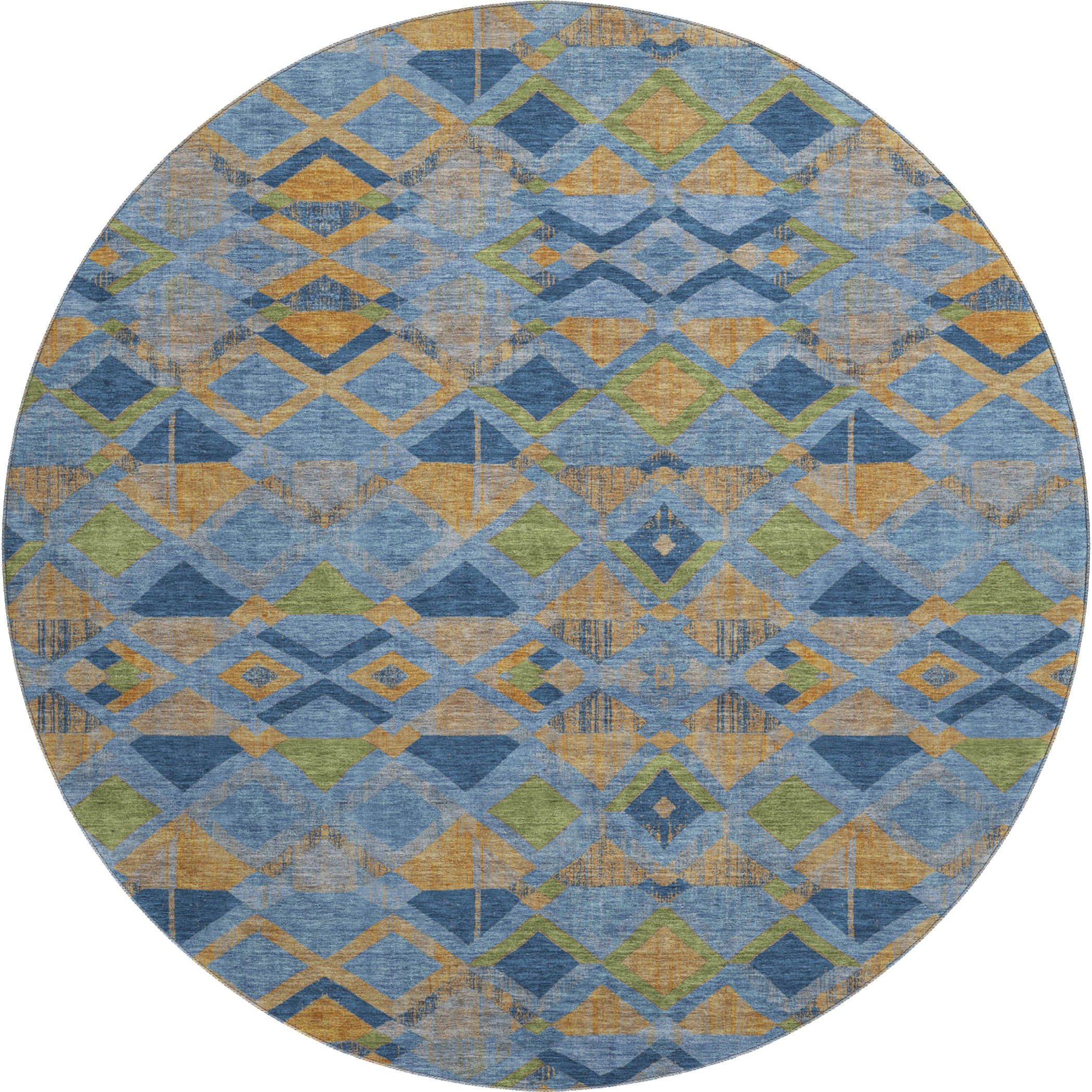 Nairobi Machine Washable Transitional Denim Blue Rug 8' x 8' #shape_Round