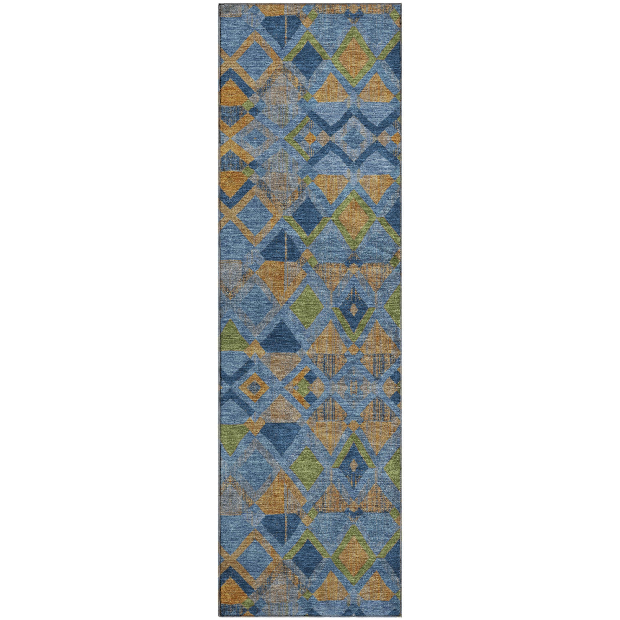 Nairobi Machine Washable Transitional Denim Blue Rug 2'3" x 7'6" #shape_Runner